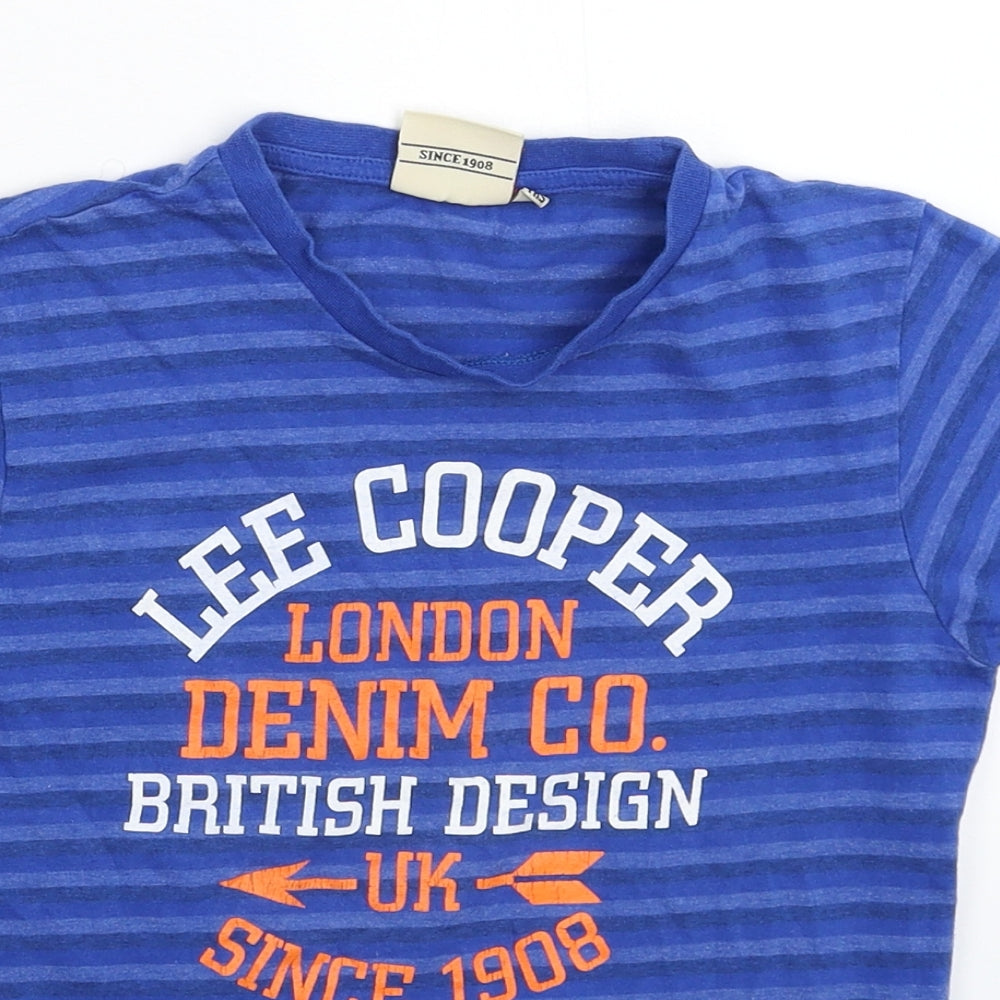 Lee Cooper Boys Blue Striped  Basic T-Shirt Size 7-8 Years