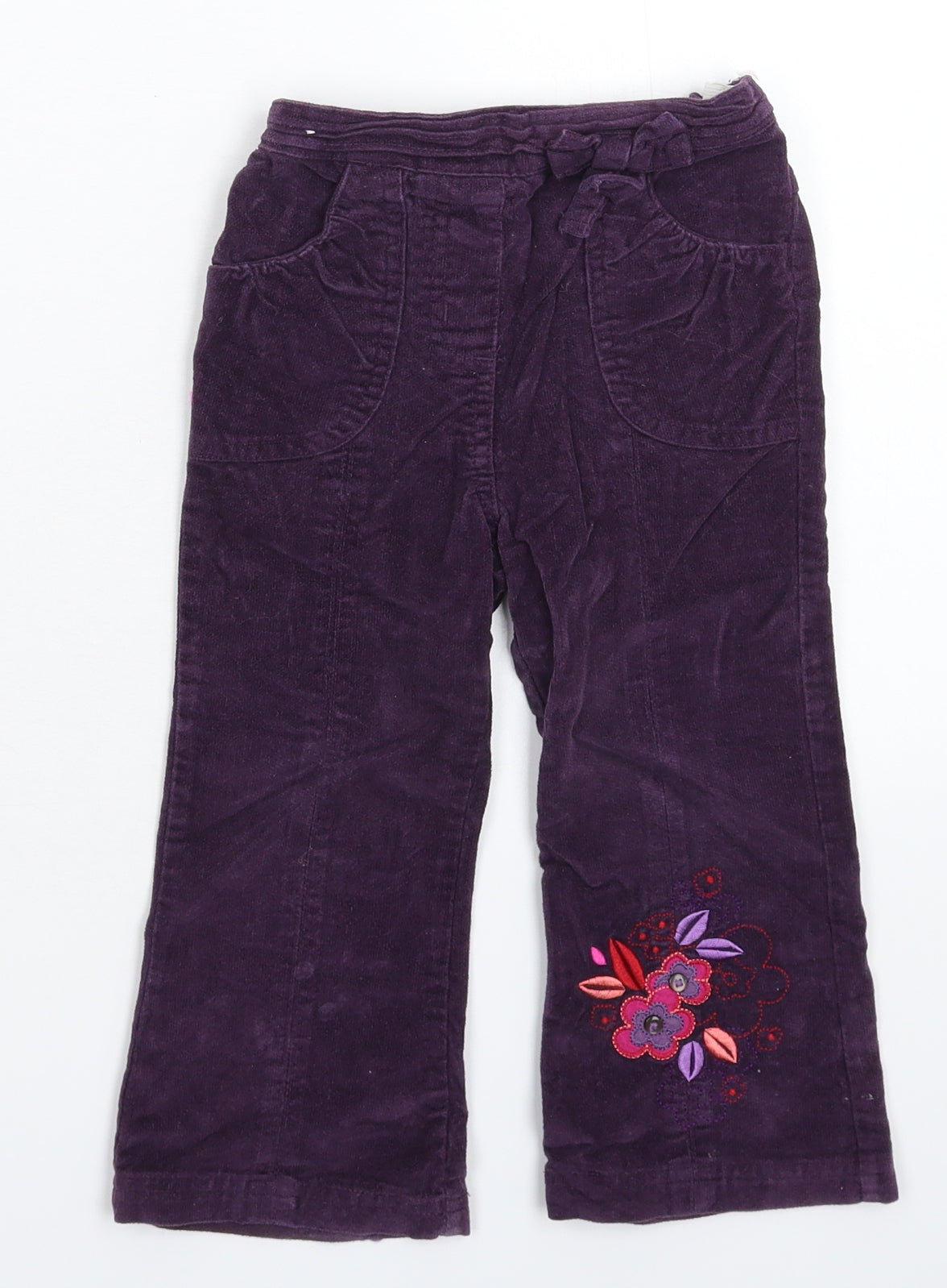 MINIMODE Girls Purple  Corduroy Capri Trousers Size 2-3 Years