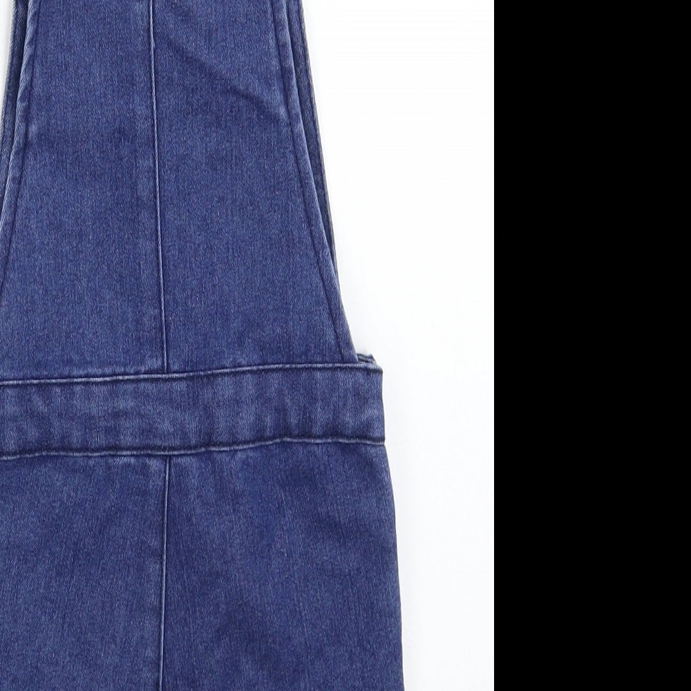 Hullabaloo Girls Blue Floral Denim Dungaree One-Piece Size 2-3 Years