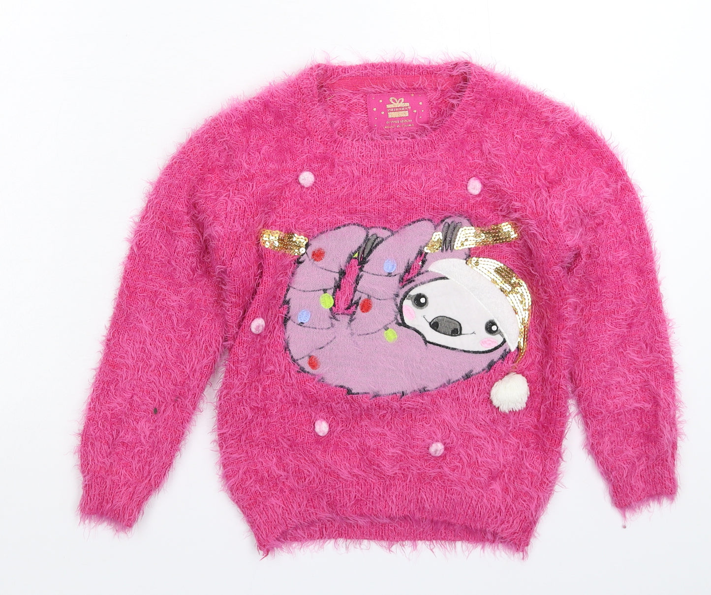 Primark Girls Pink  Knit Pullover Jumper Size 6-7 Years