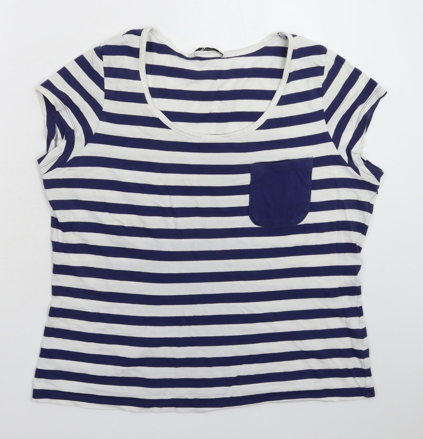 TU Womens Blue Striped  Basic T-Shirt Size 14
