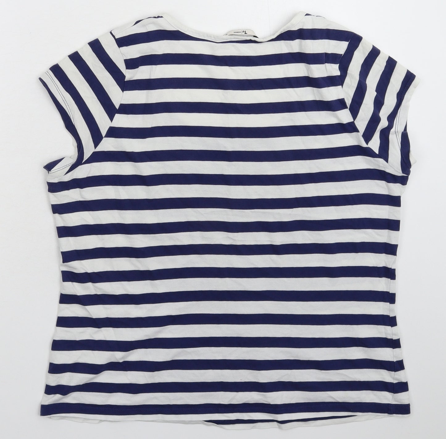TU Womens Blue Striped  Basic T-Shirt Size 14