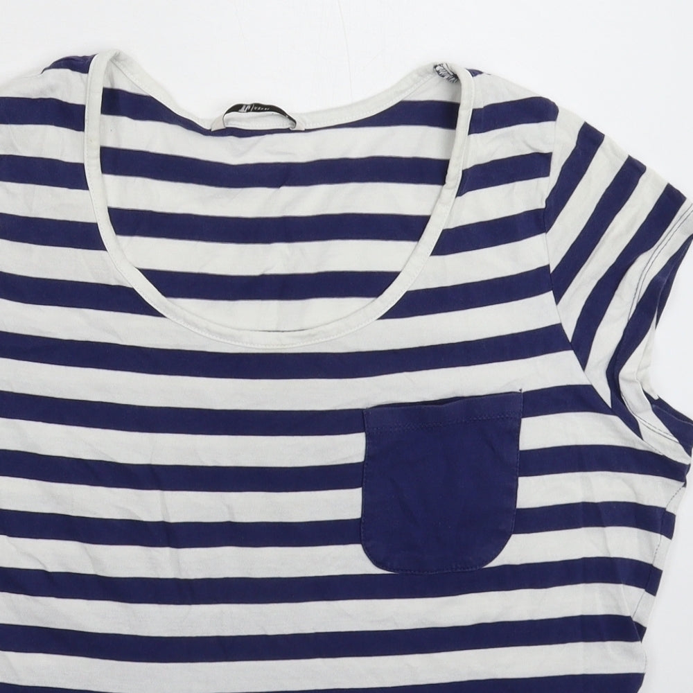 TU Womens Blue Striped  Basic T-Shirt Size 14