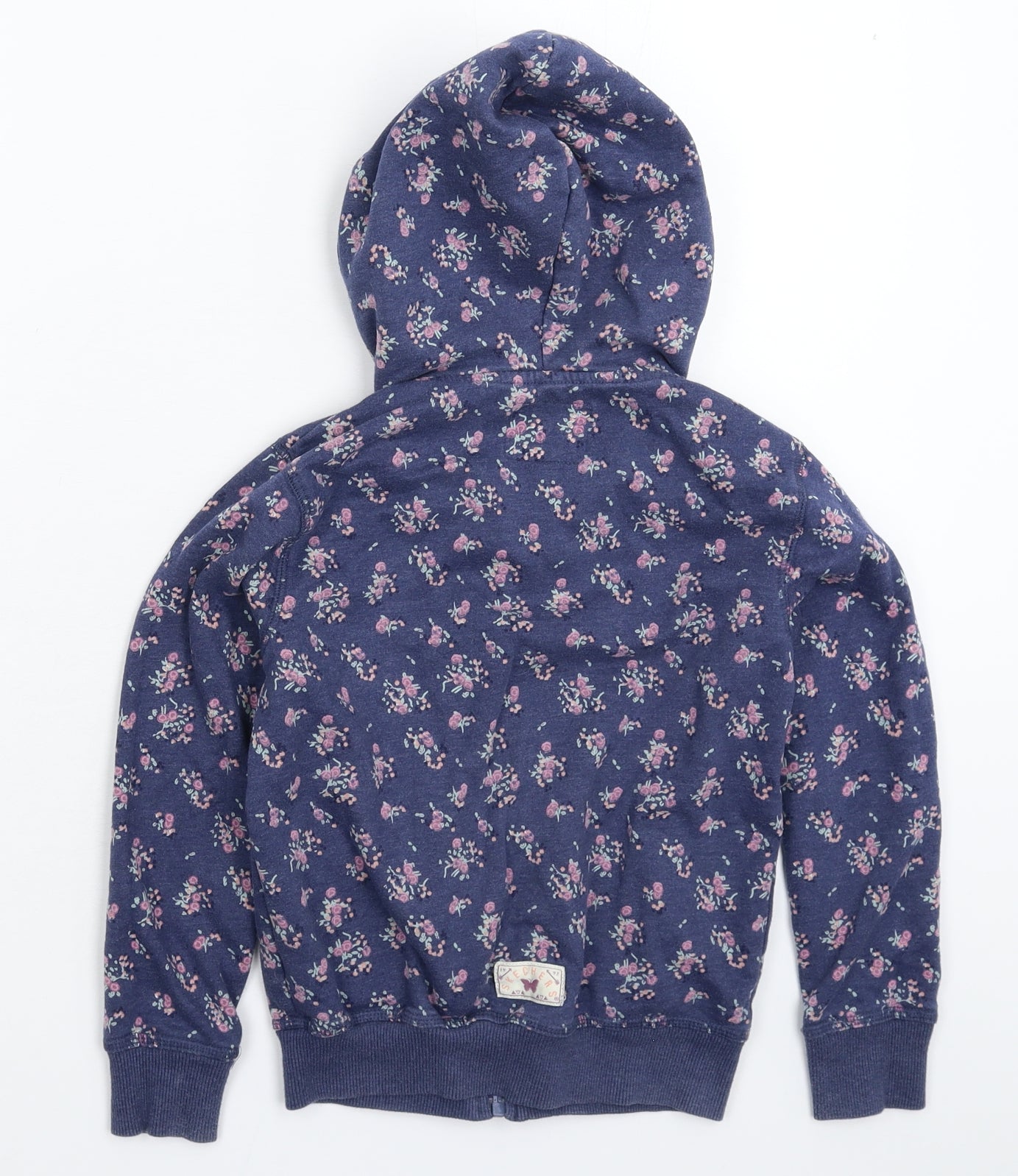 Skechers Girls Blue Floral  Full Zip Hoodie Size 8-9 Years