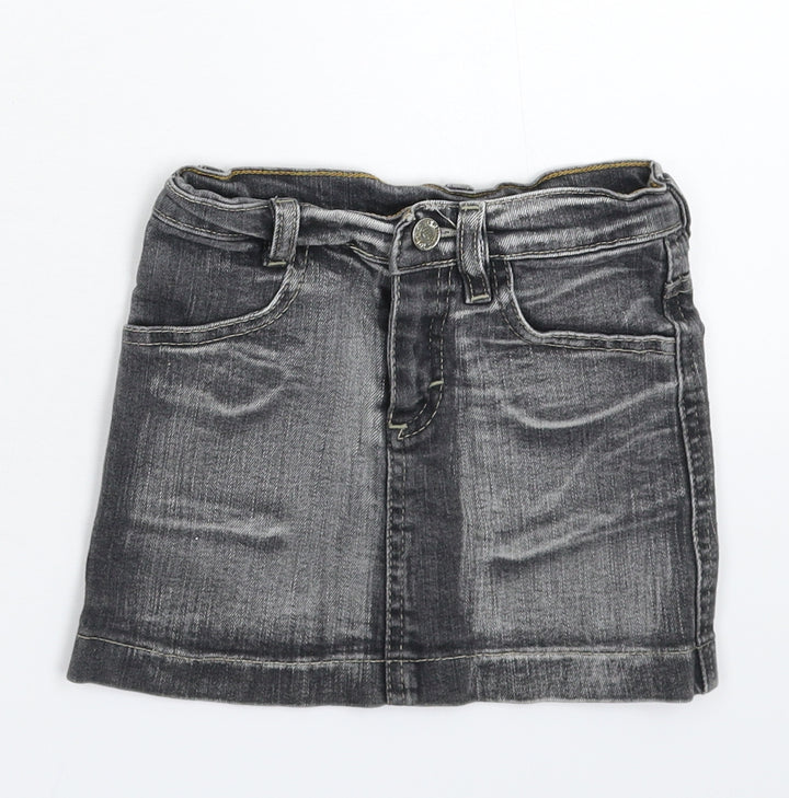 Preworn Girls Grey Denim Mini Skirt Size 6 Years