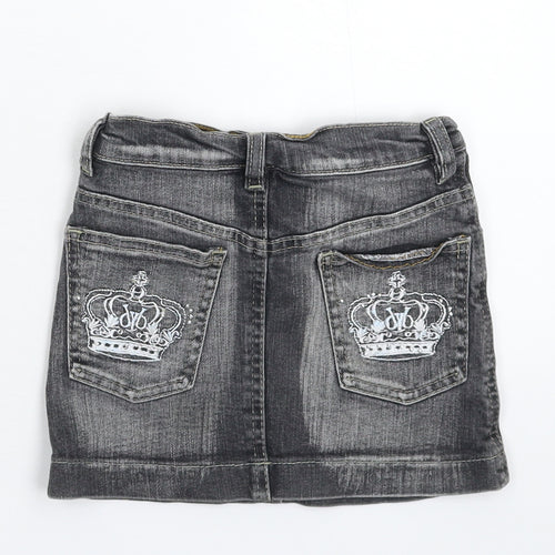 Preworn Girls Grey  Denim Mini Skirt Size 6 Years