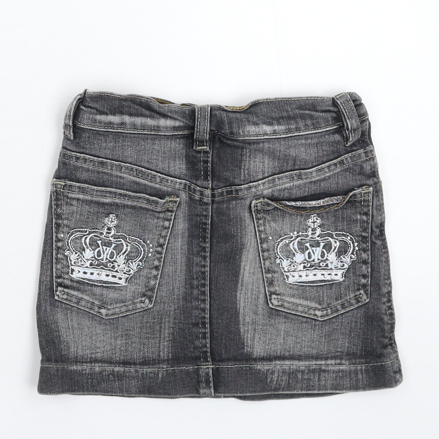Preworn Girls Grey  Denim Mini Skirt Size 6 Years