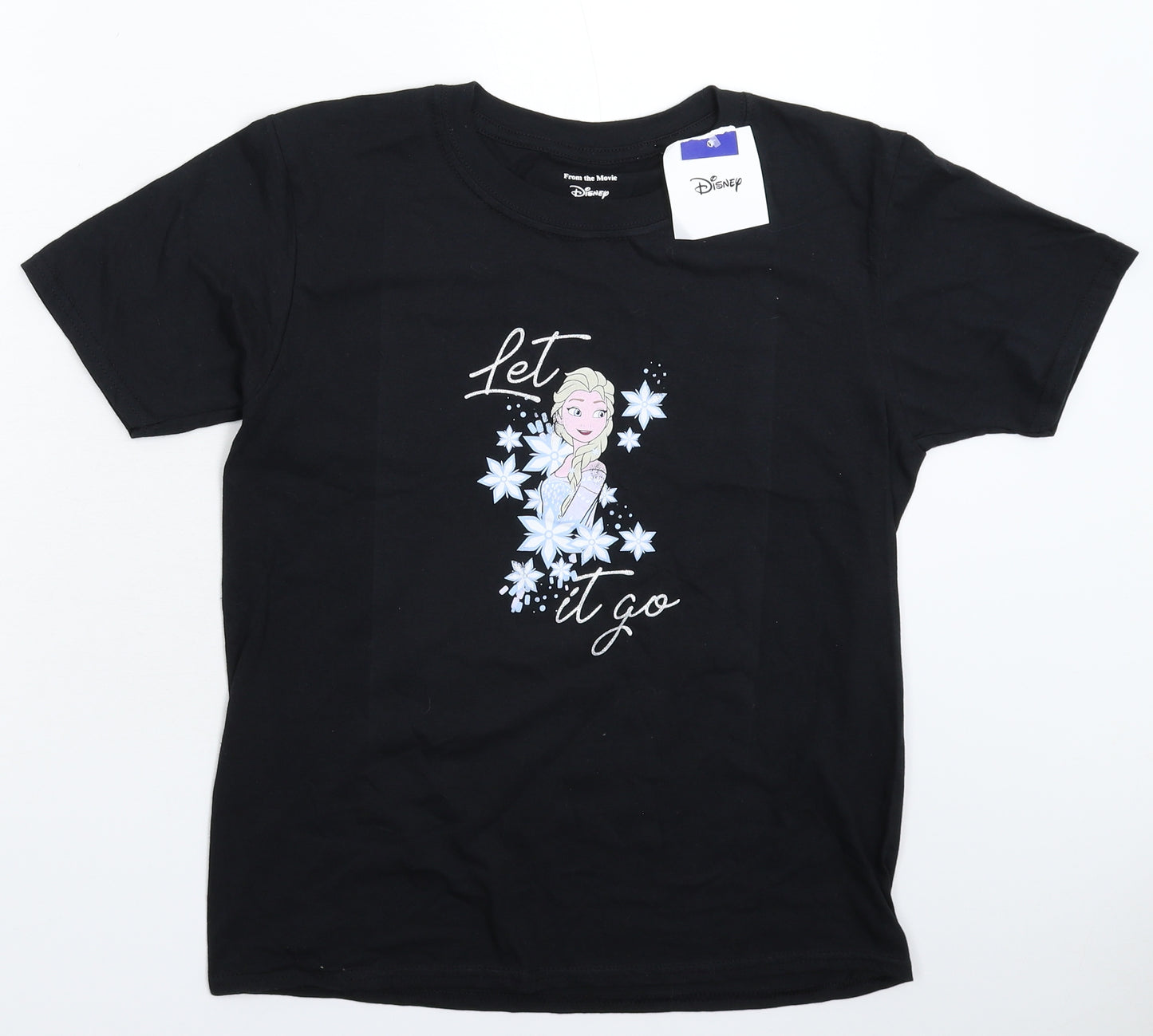Disney Girls Black   Basic T-Shirt Size 11-12 Years