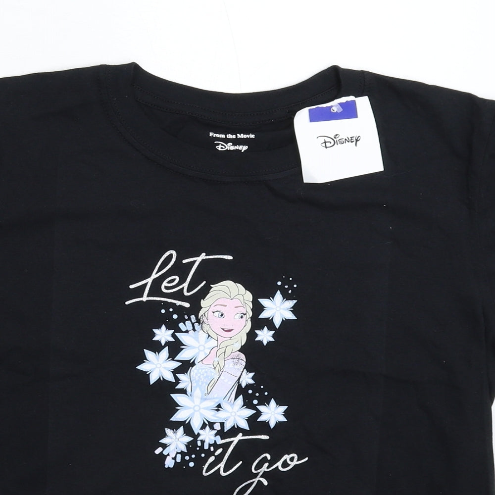 Disney Girls Black   Basic T-Shirt Size 11-12 Years