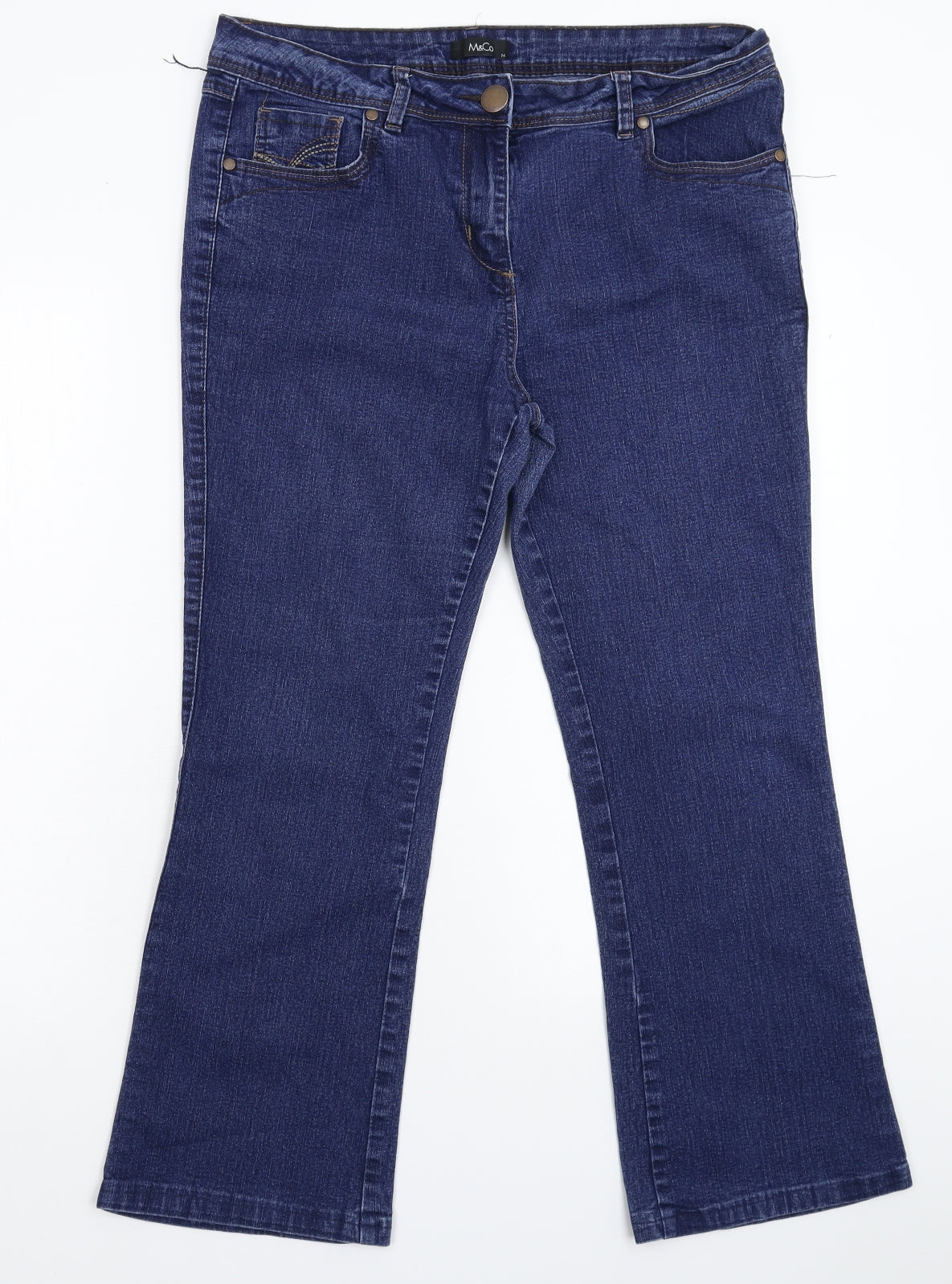 M&Co Womens Blue  Denim Straight Jeans Size 14 L25 in