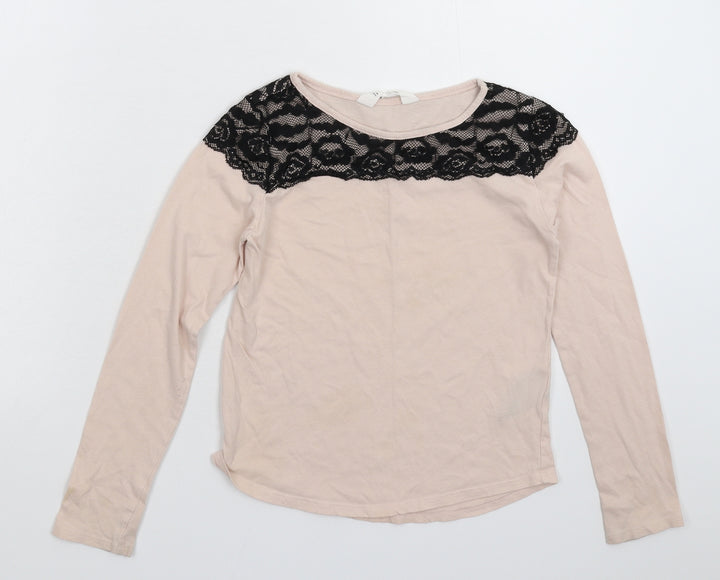 H&M Girls Beige Basic T-Shirt Size 9-10 Years