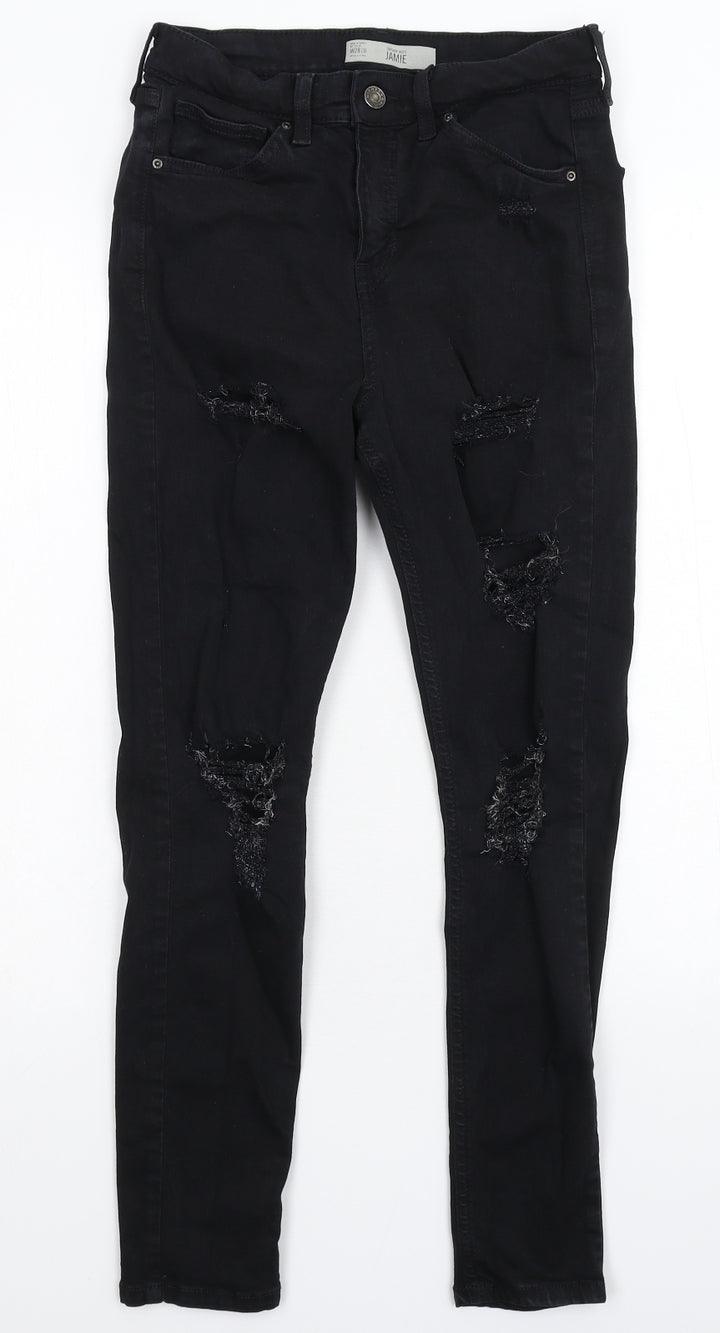 Topshop Womens Black Denim Skinny Jeans Size 28 in L26 in