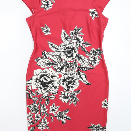 M&Co Womens Pink Floral  Bodycon  Size 12