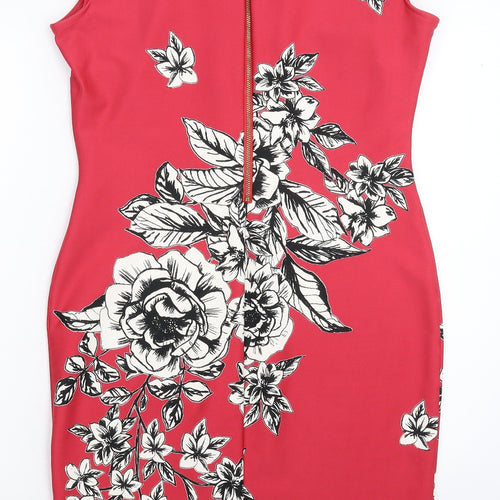 M&Co Womens Pink Floral  Bodycon  Size 12