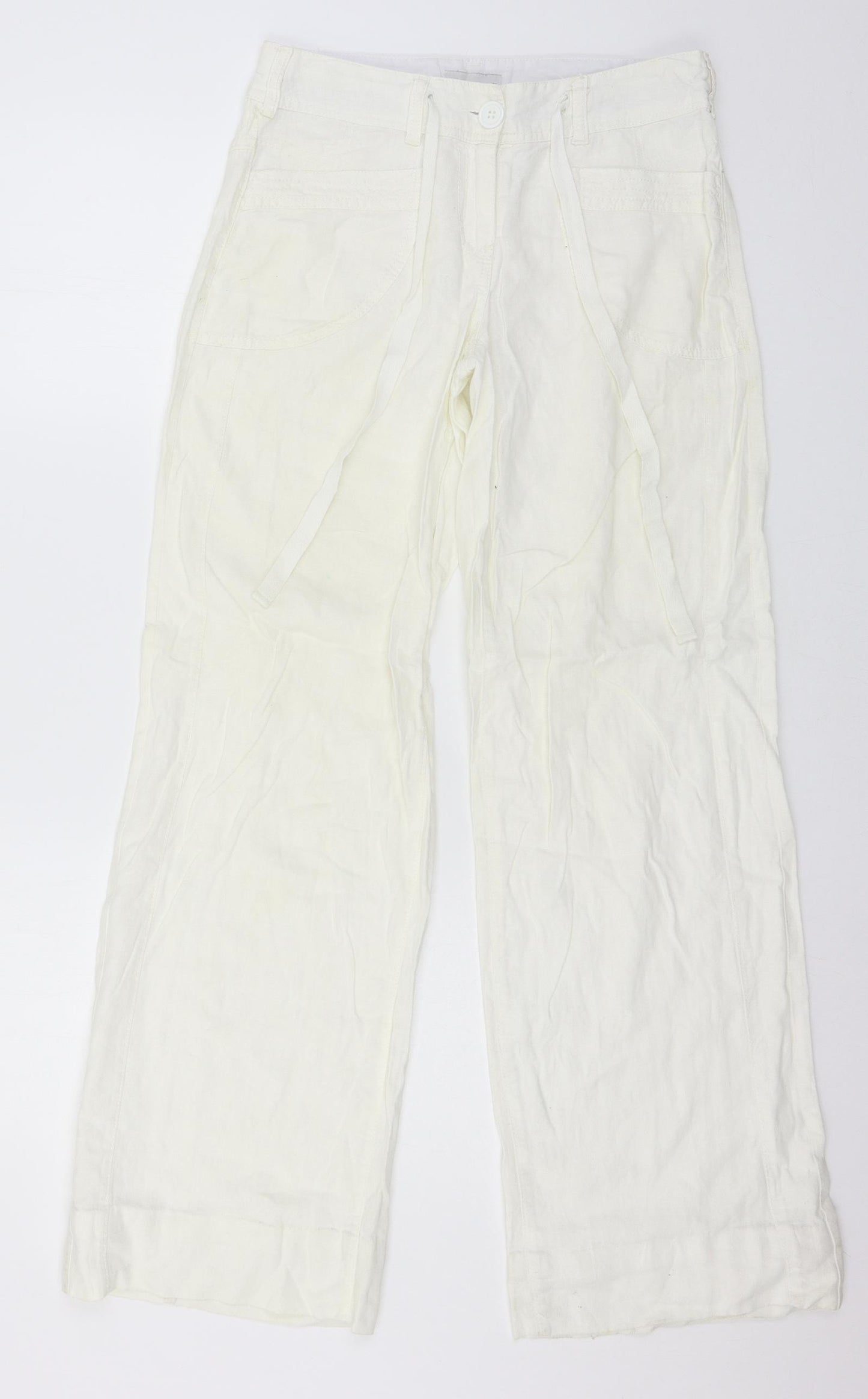 NEXT Womens White   Trousers  Size 8 L32 in