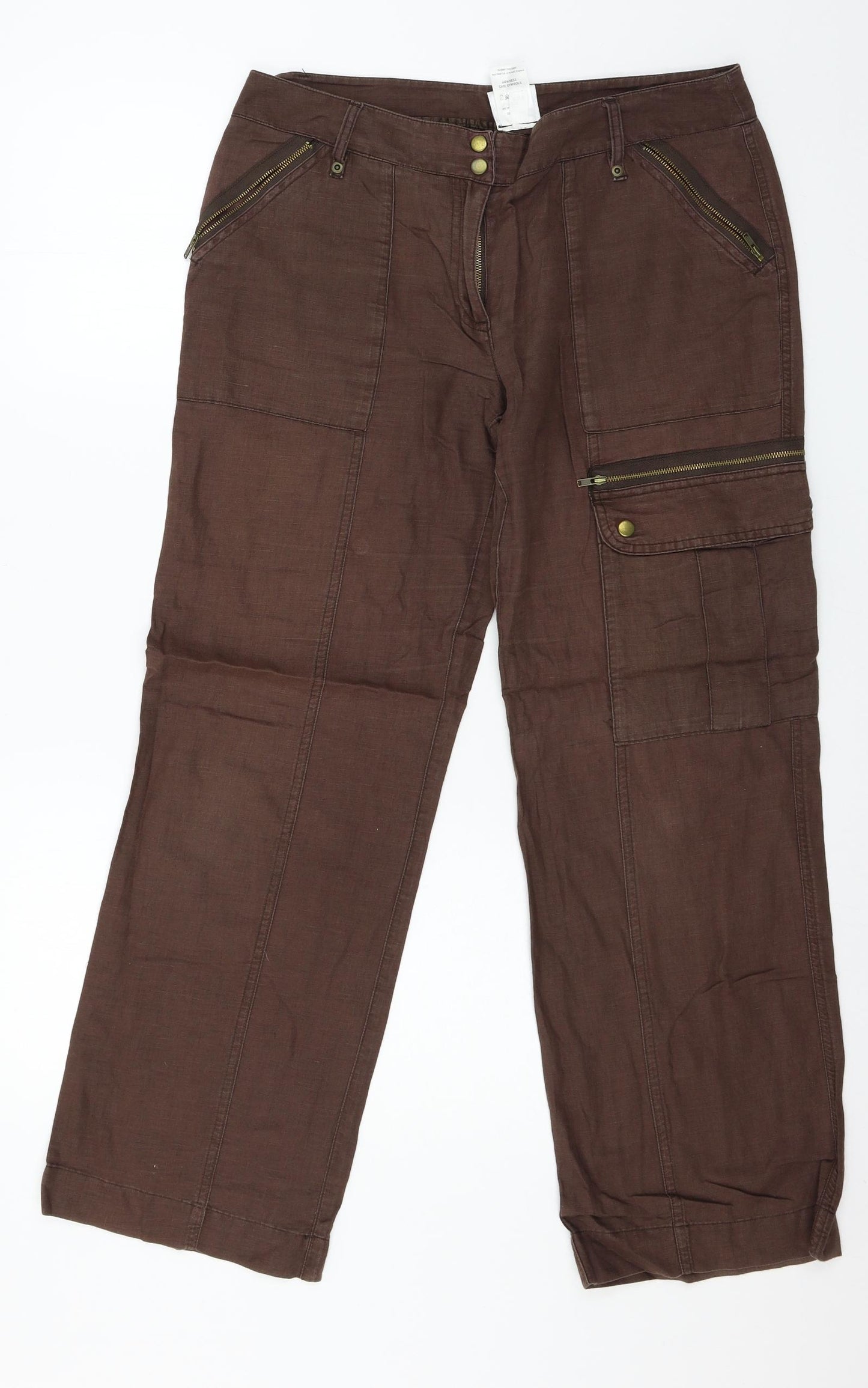 NEXT Womens Brown  Lace Trousers  Size 12 L28 in