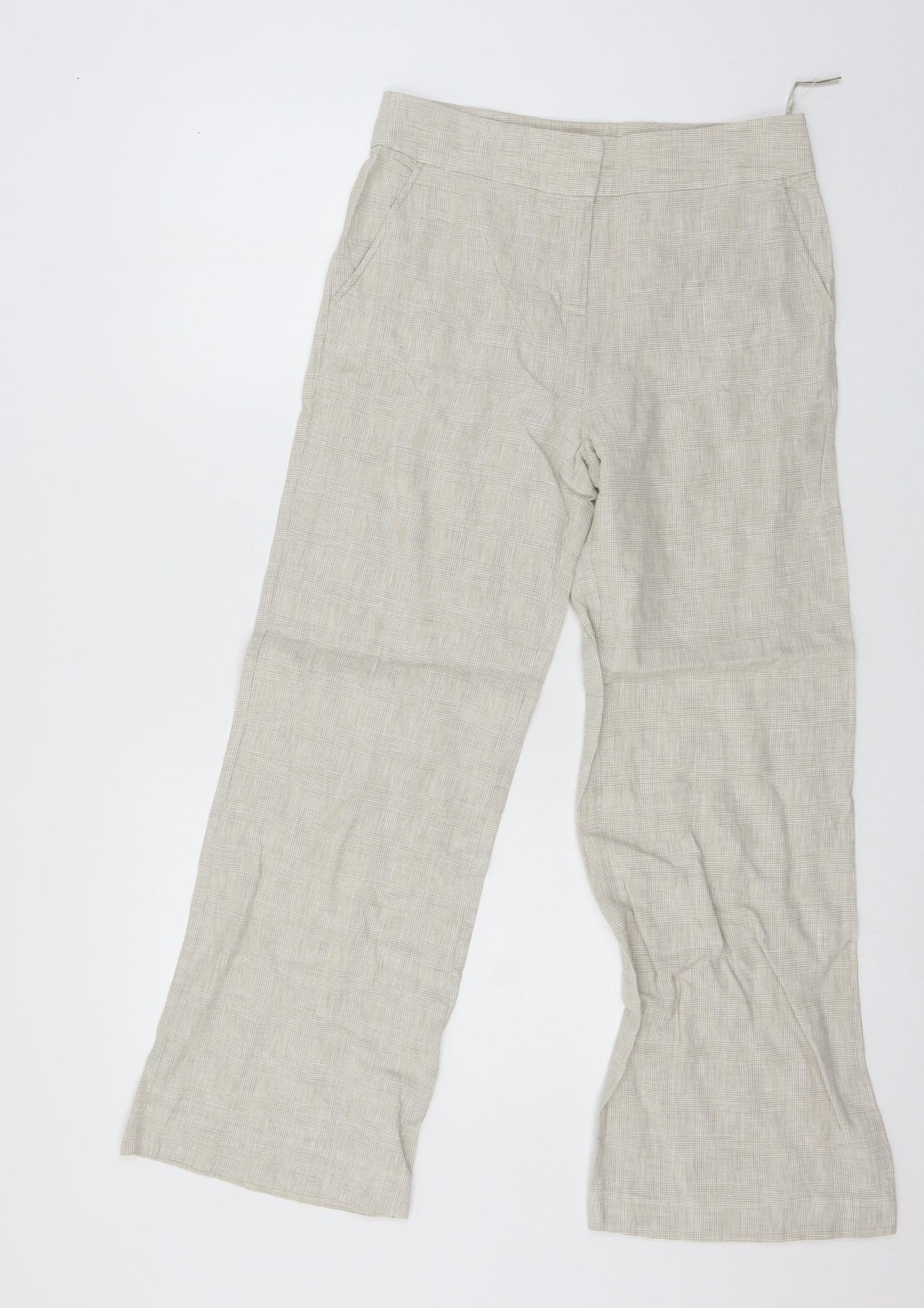 Per Una Womens Beige Check  Trousers  Size 8 L27 in