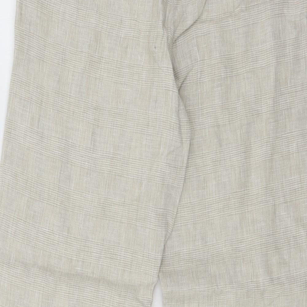 Per Una Womens Beige Check  Trousers  Size 8 L27 in