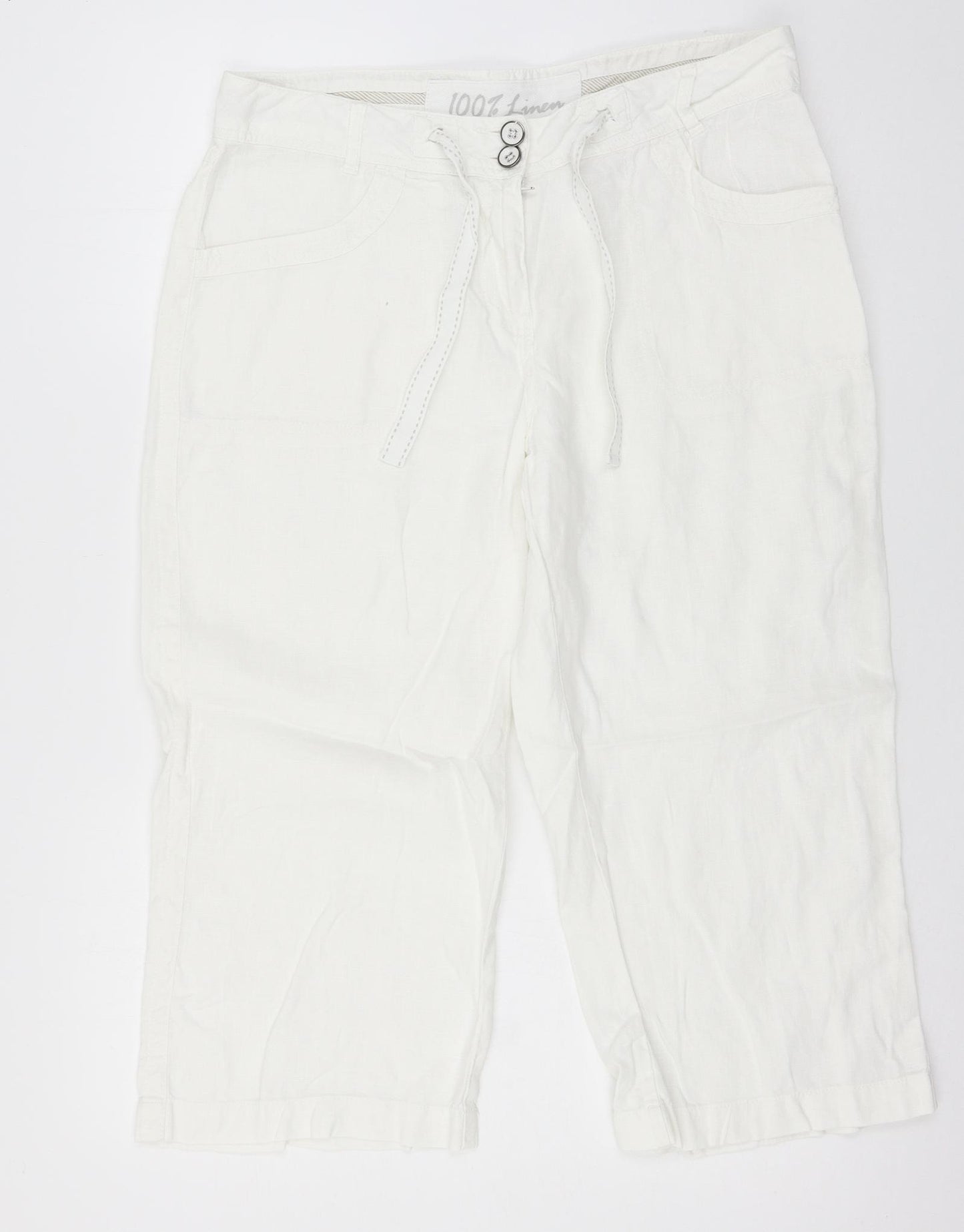 George Womens White   Cropped Trousers Size 14 L21 in