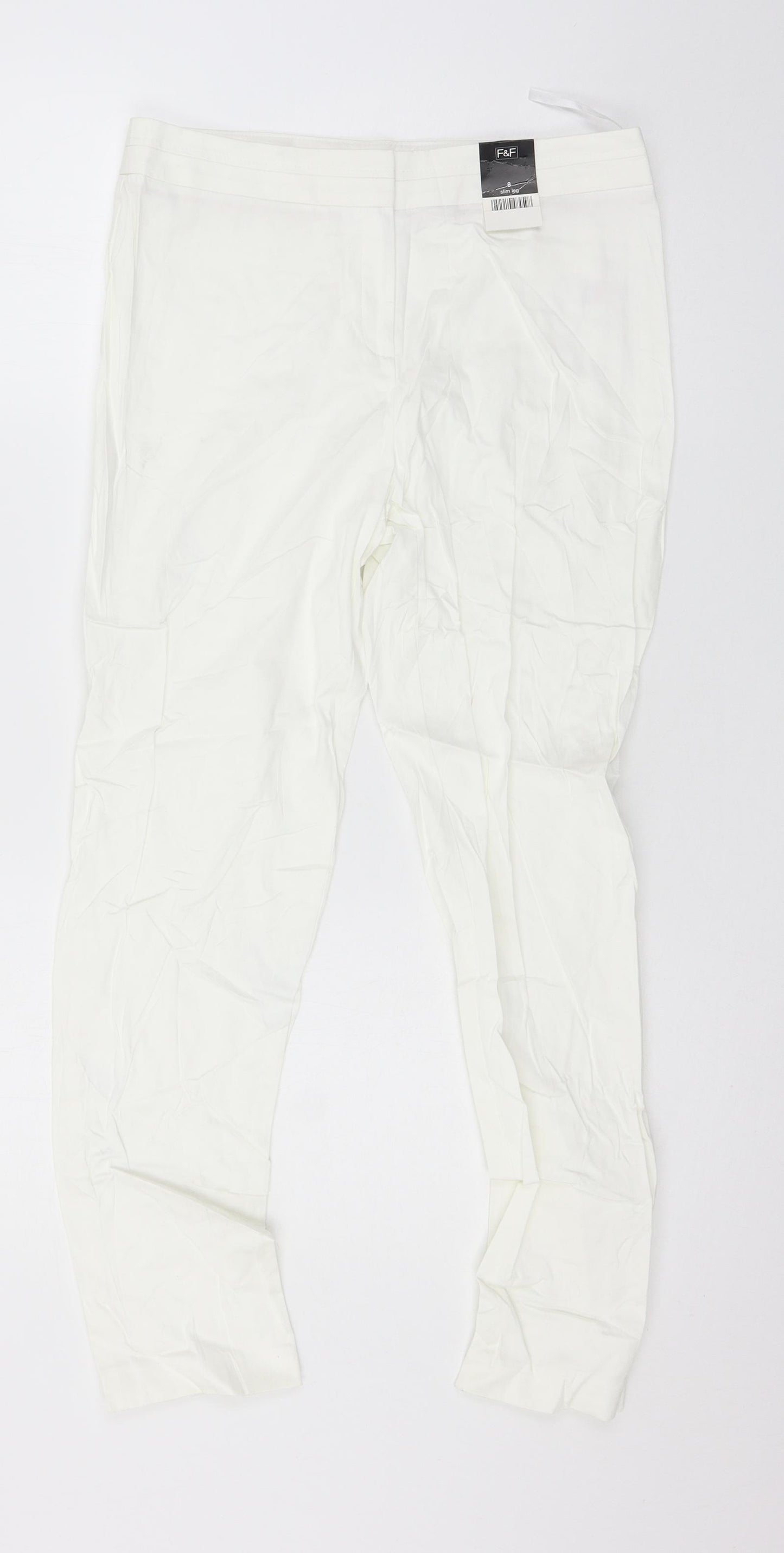 F&F Womens White   Trousers  Size 8 L29 in