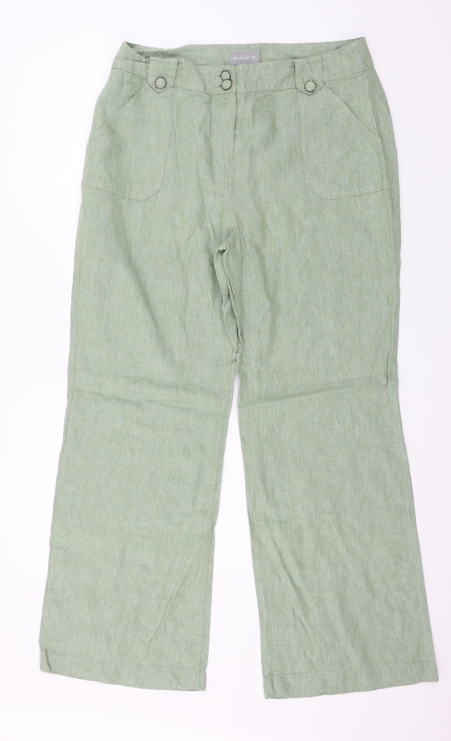 Per Una Womens Green   Trousers  Size 16 L29 in