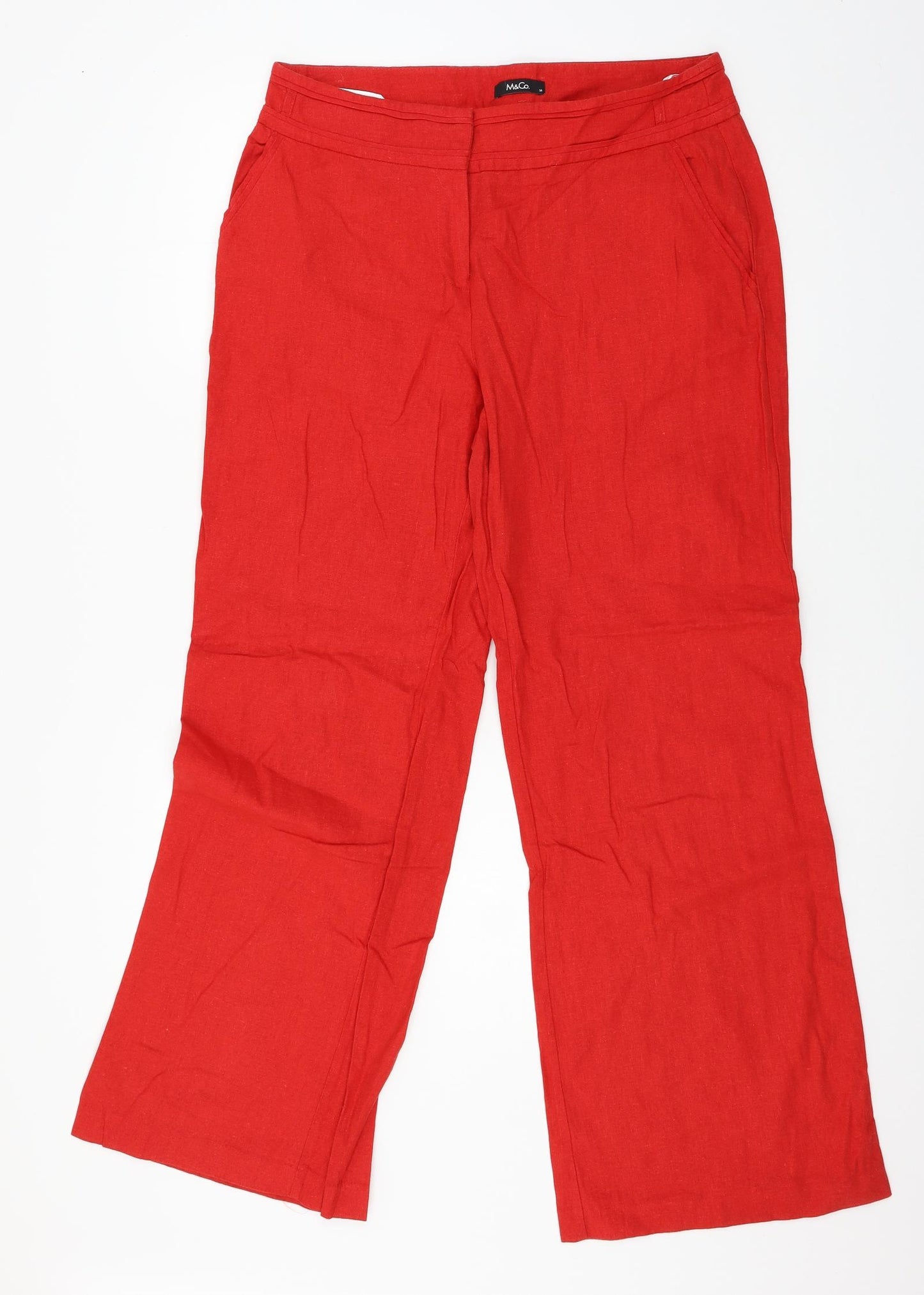 M&Co Womens Red   Trousers  Size 14 L29 in
