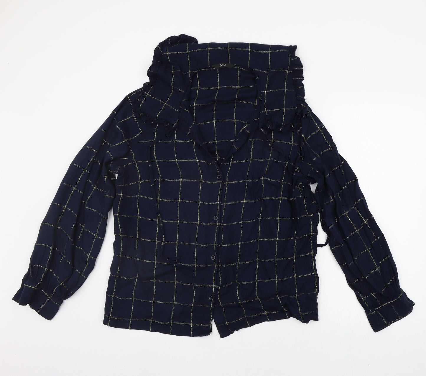 NEXT Womens Blue Check  Basic Button-Up Size 16