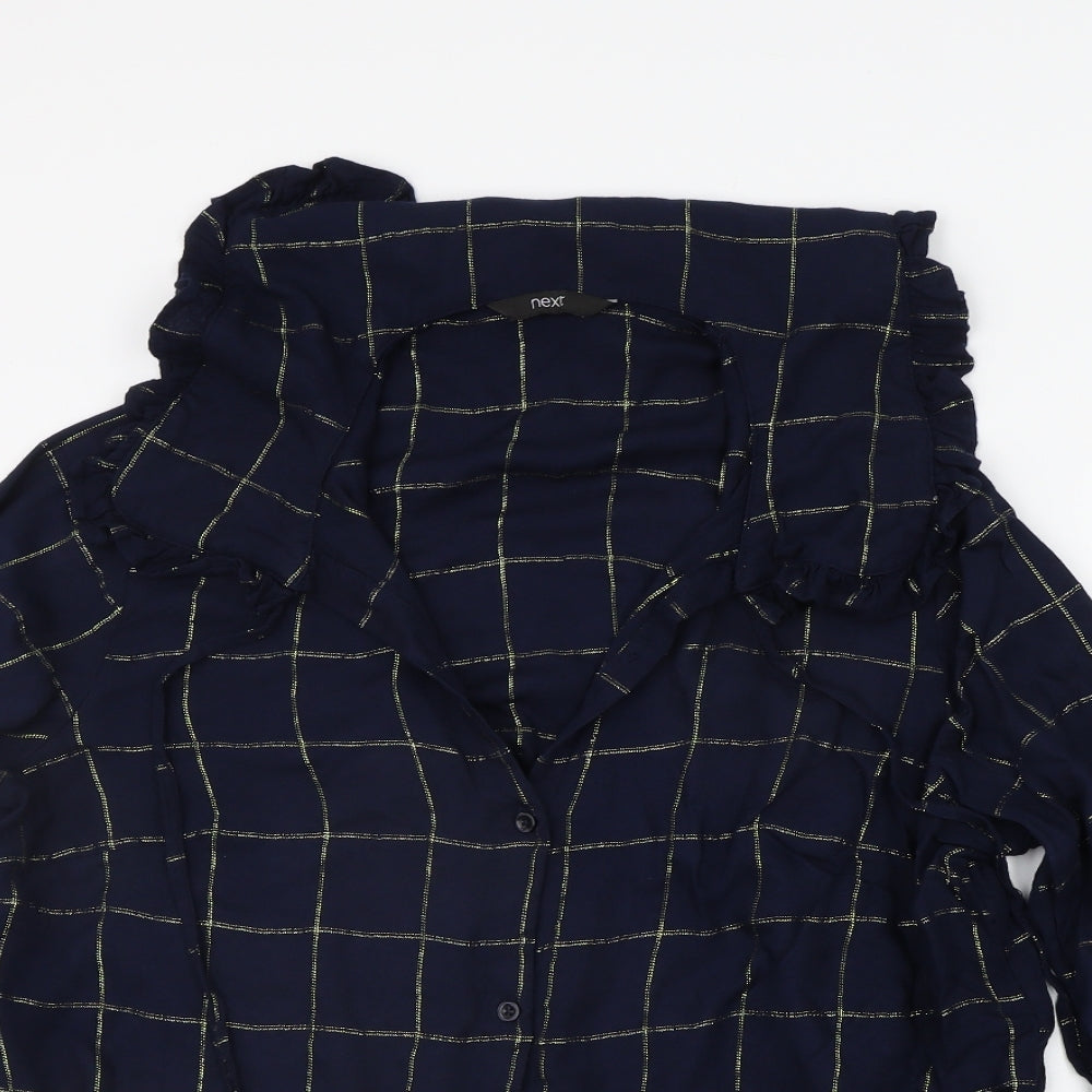 NEXT Womens Blue Check  Basic Button-Up Size 16