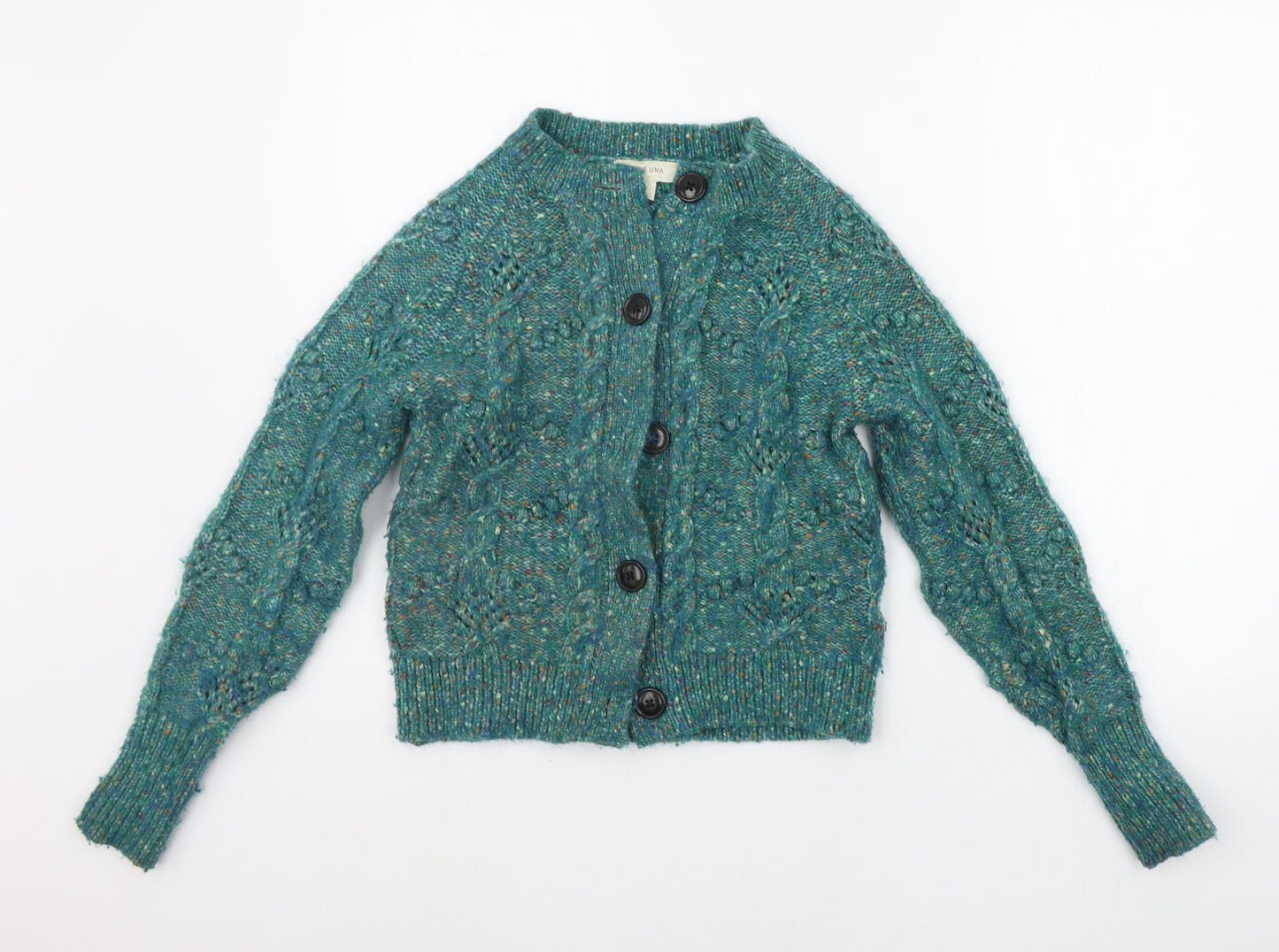 Per Una Womens Green Houndstooth  Cardigan Jumper Size 6