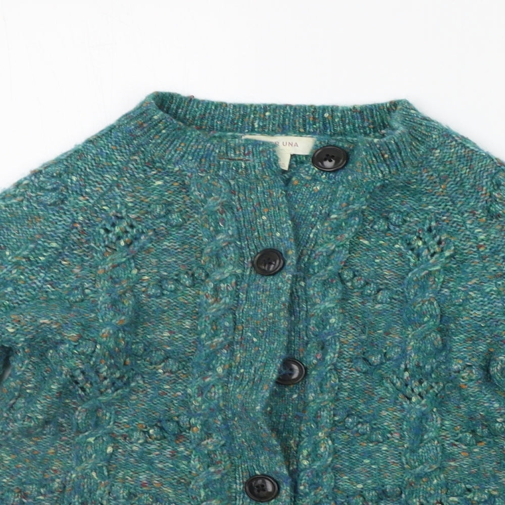 Per Una Womens Green Houndstooth  Cardigan Jumper Size 6