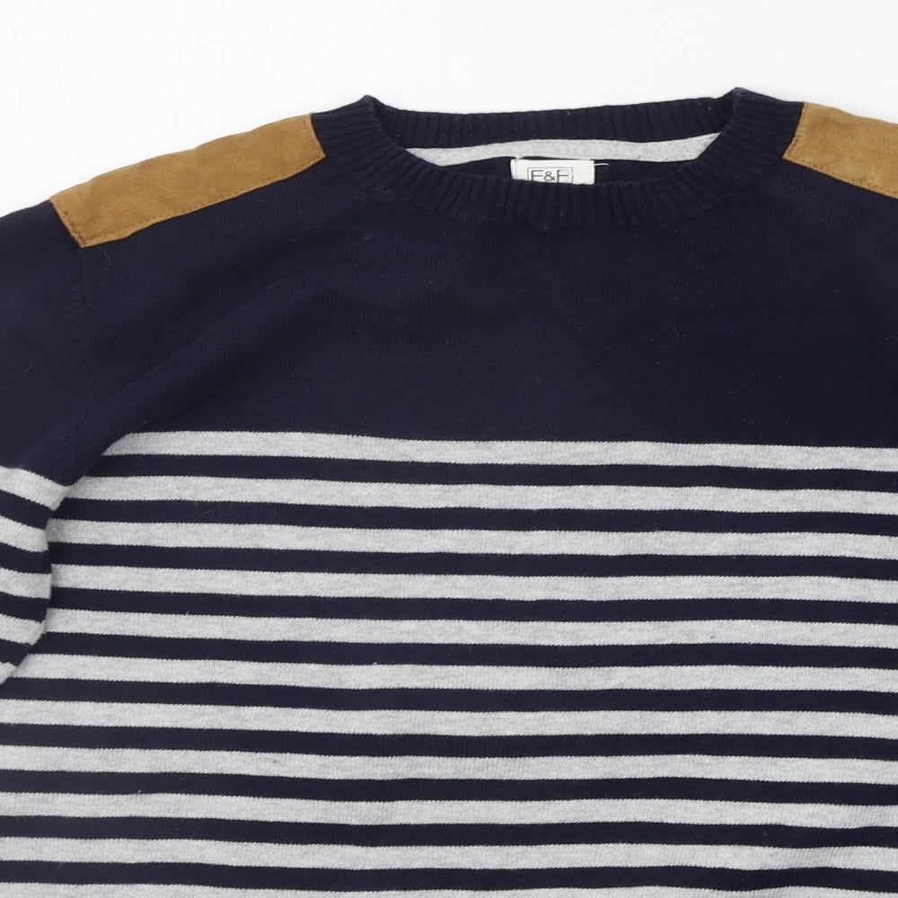 F&F Boys Blue Striped  Pullover Jumper Size 12-13 Years