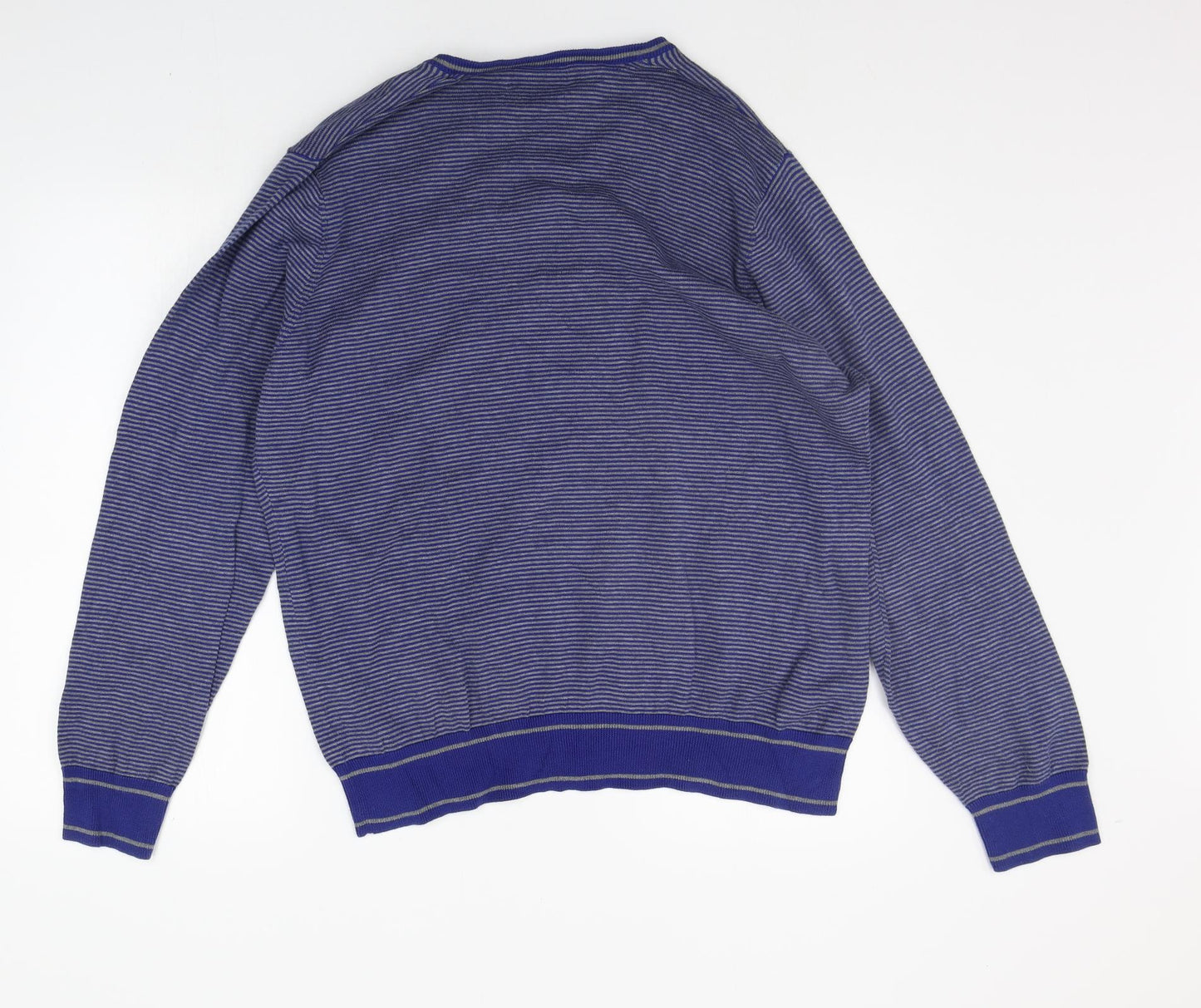 Marks and Spencer Mens Blue Striped  Pullover Jumper Size L