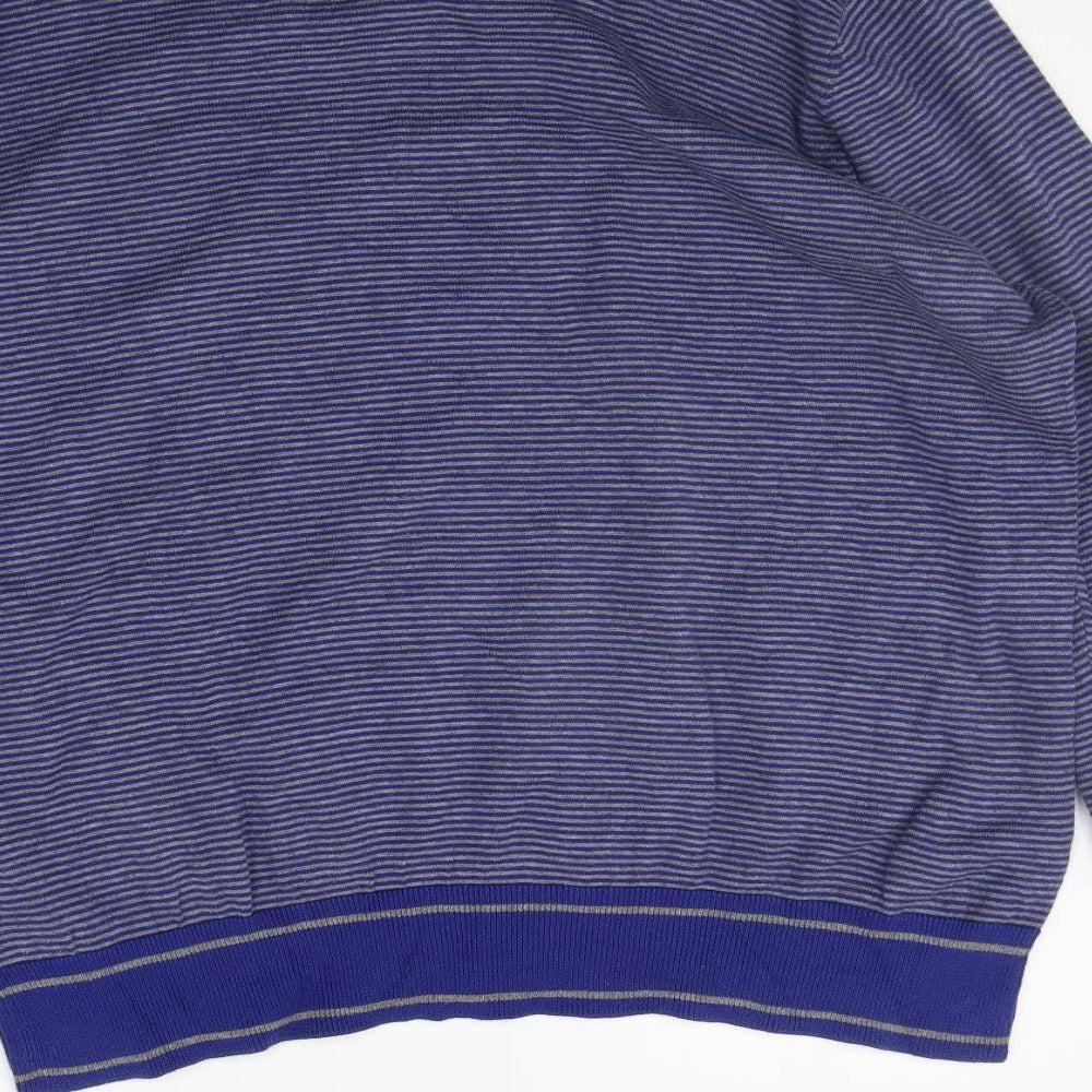Marks and Spencer Mens Blue Striped  Pullover Jumper Size L