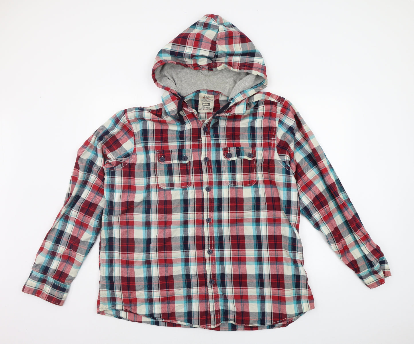 F&F Mens Red Check  Cardigan Jumper Size 2XL
