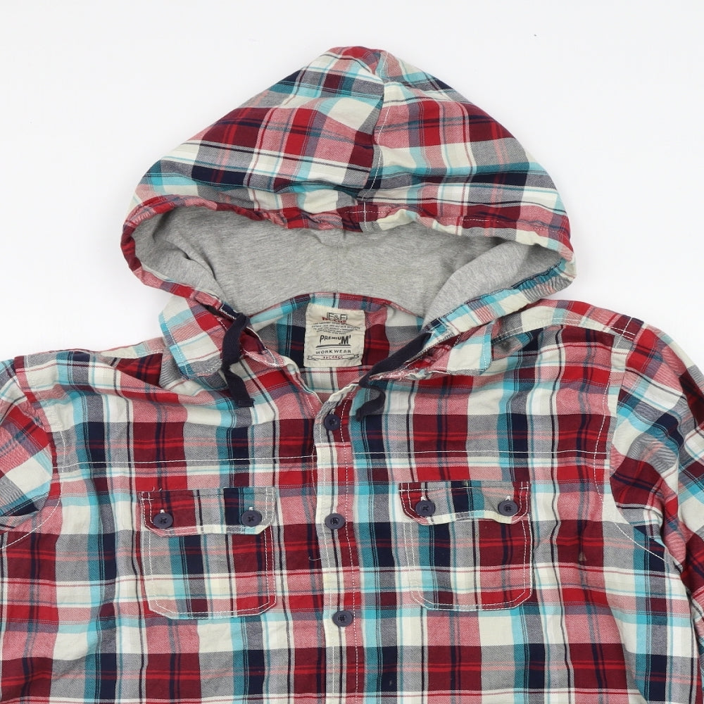 F&F Mens Red Check  Cardigan Jumper Size 2XL
