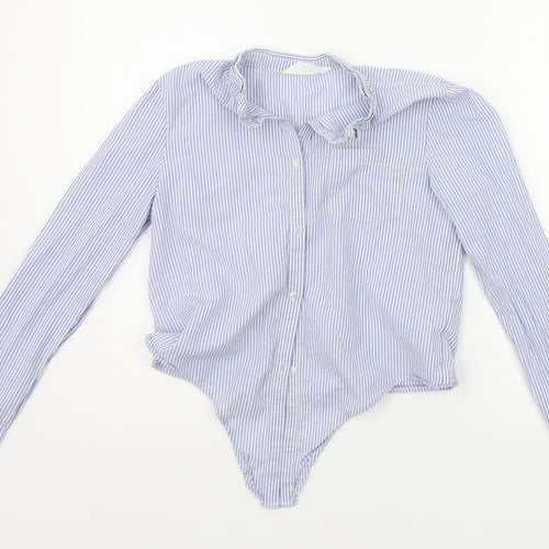 H&M Boys Blue Striped  Basic Button-Up Size 10-11 Years