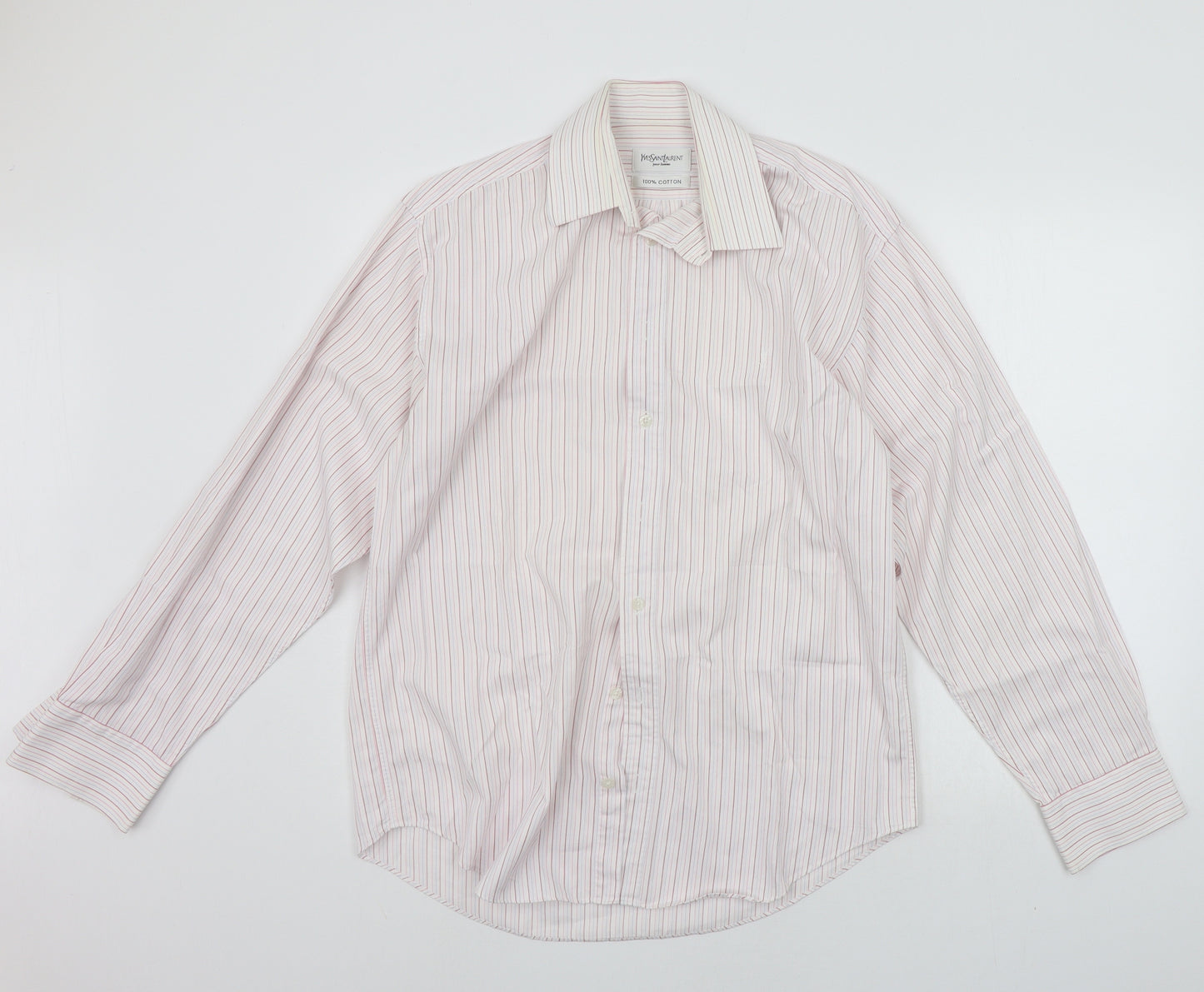 Yves Saint Laurent Mens Pink Striped   Button-Up Size M