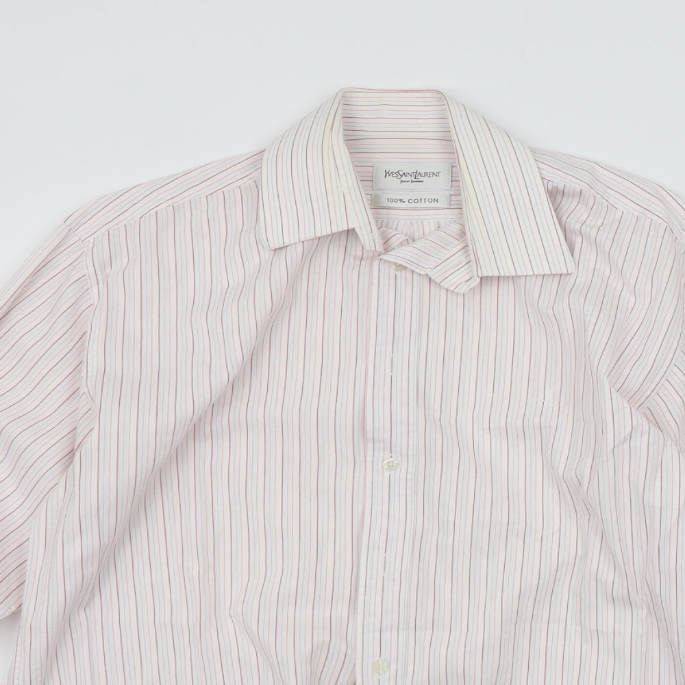 Yves Saint Laurent Mens Pink Striped   Button-Up Size M