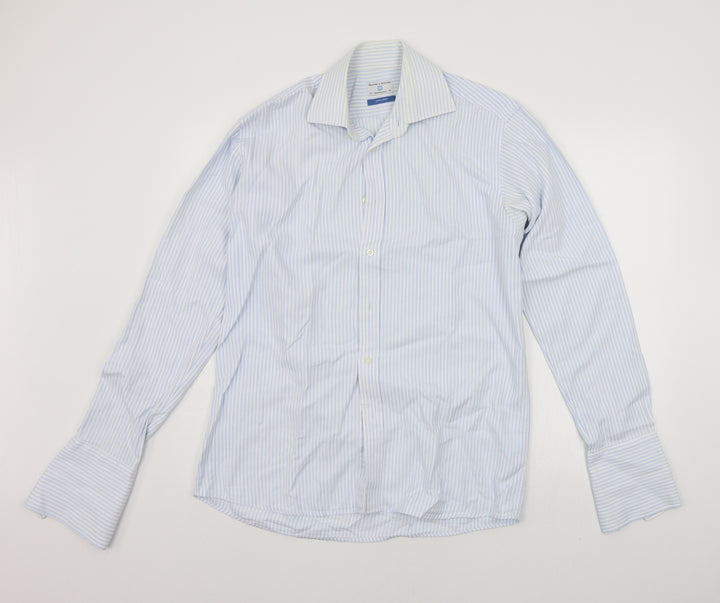 Haines & Bonner Mens Blue Striped Button-Up Size 16.5