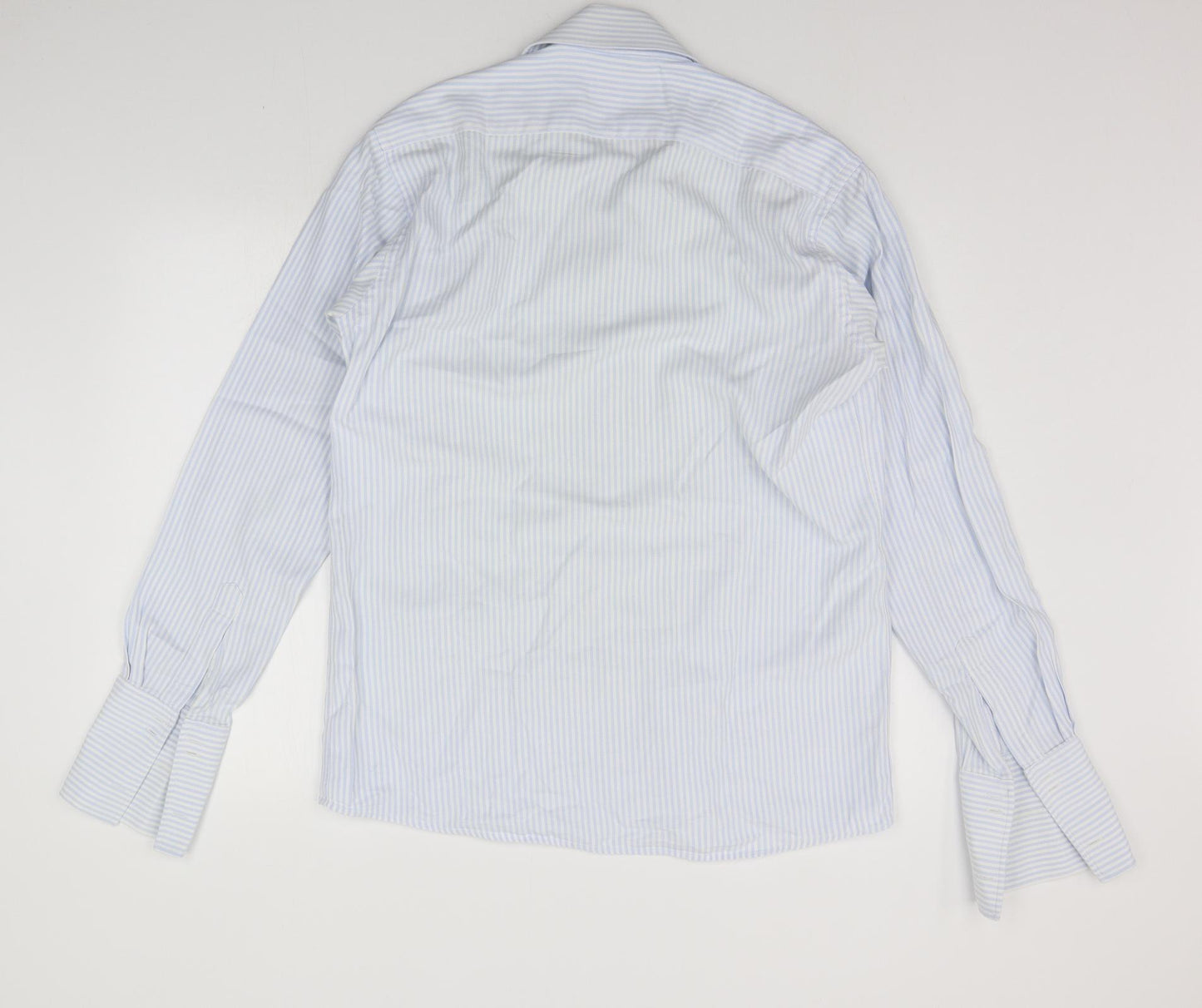 Haines & Bonner Mens Blue Striped   Button-Up Size 16.5