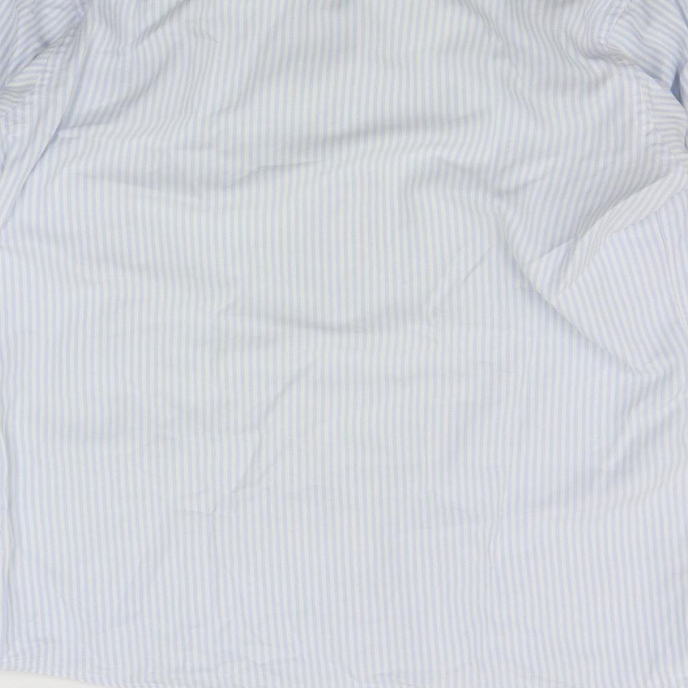 Haines & Bonner Mens Blue Striped   Button-Up Size 16.5