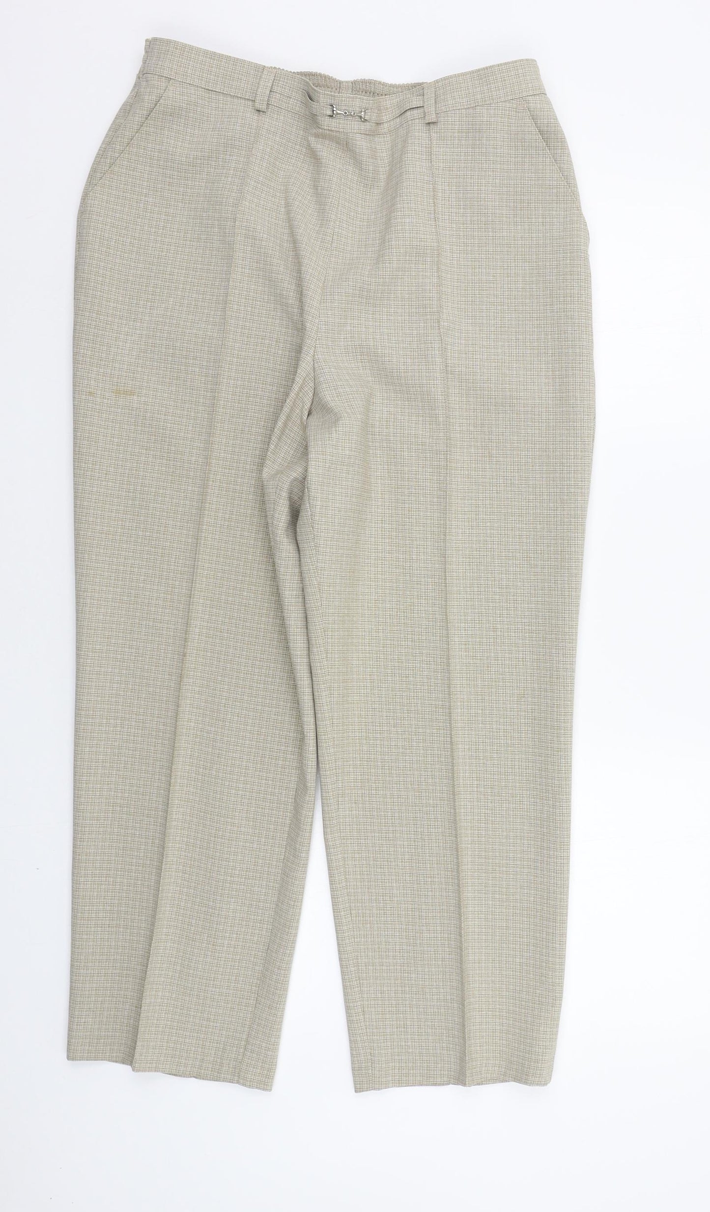Marks and Spencer Womens Beige Check  Trousers  Size 16 L25 in