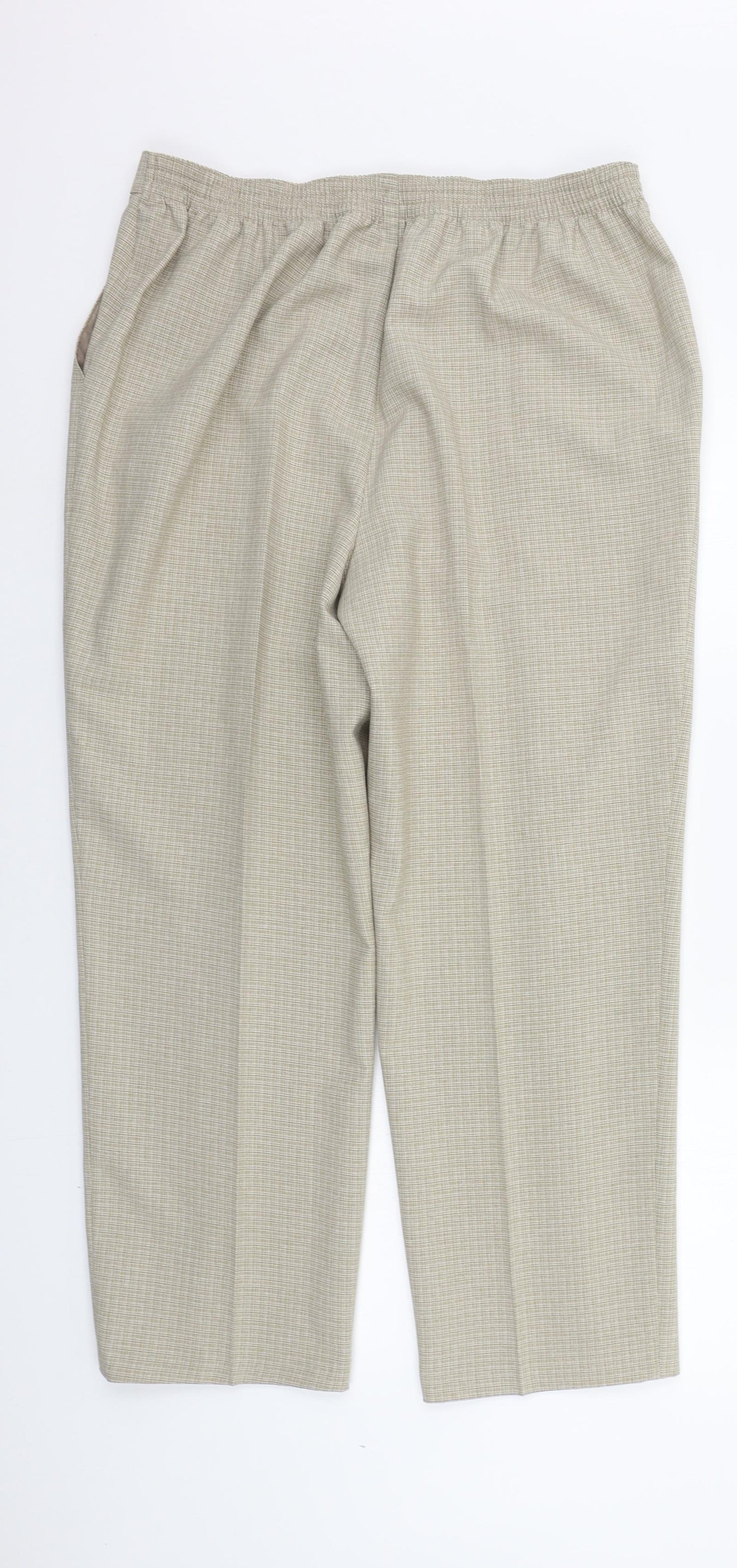Marks and Spencer Womens Beige Check  Trousers  Size 16 L25 in