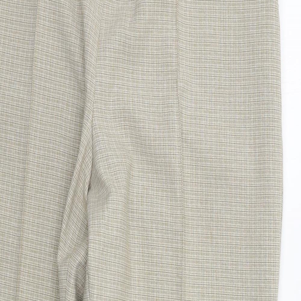 Marks and Spencer Womens Beige Check  Trousers  Size 16 L25 in