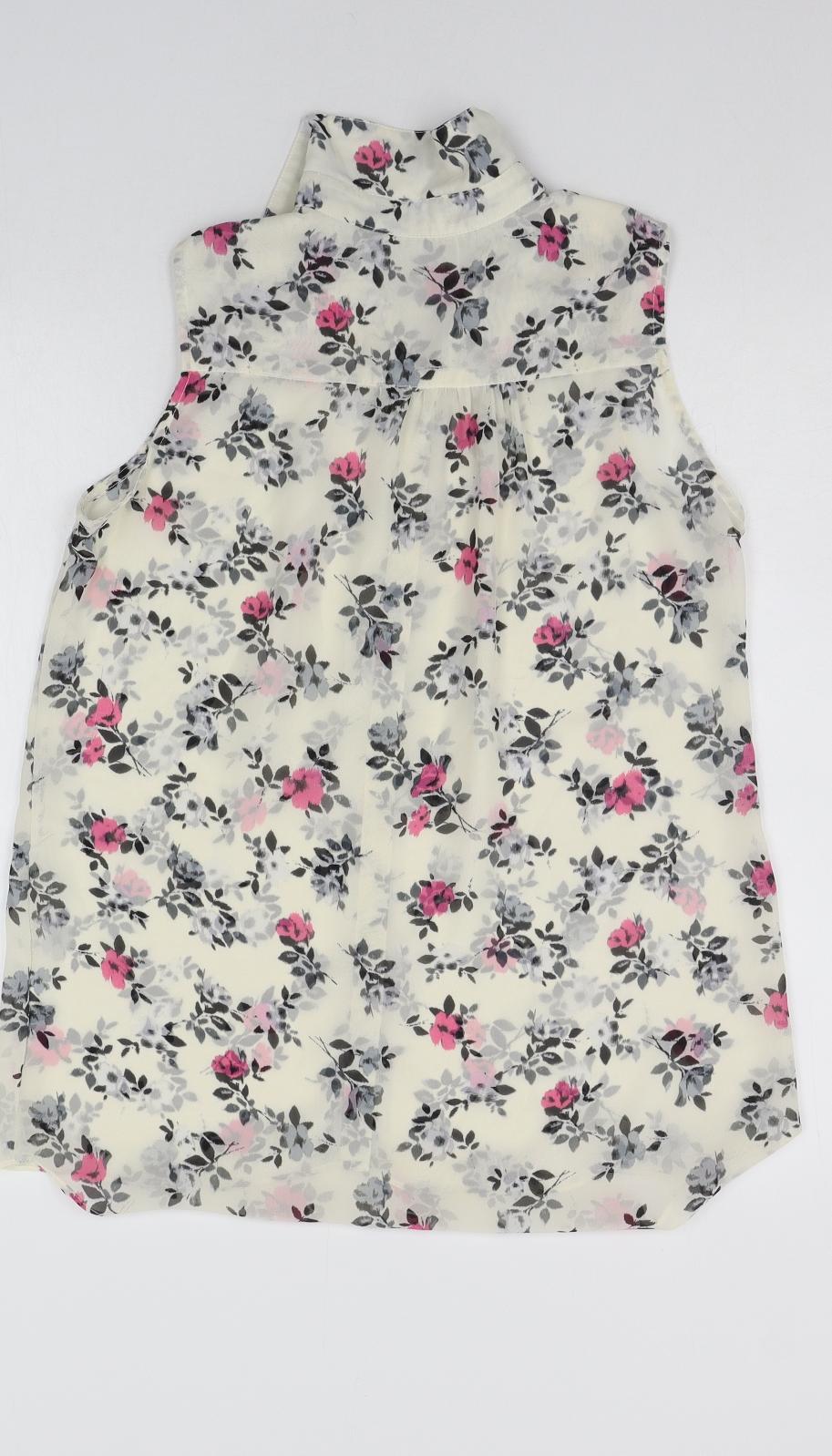New Look Womens Beige Floral  Basic Button-Up Size 10