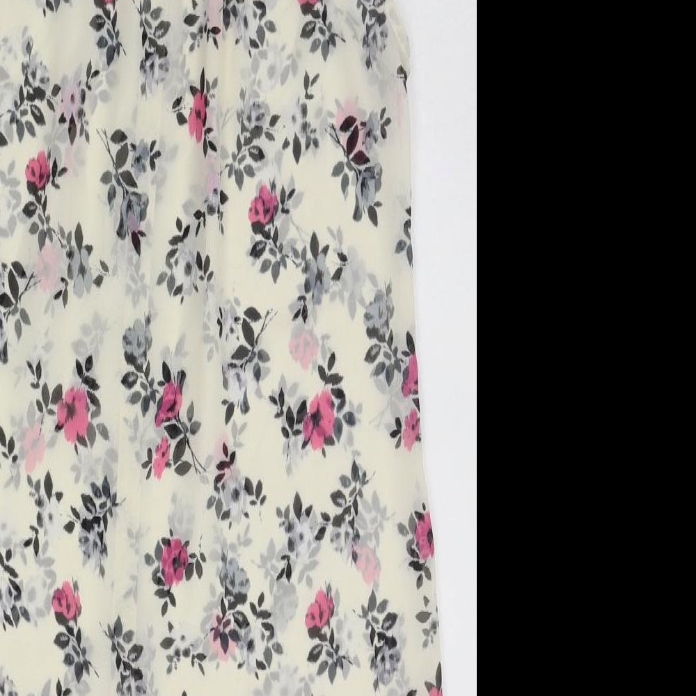 New Look Womens Beige Floral  Basic Button-Up Size 10