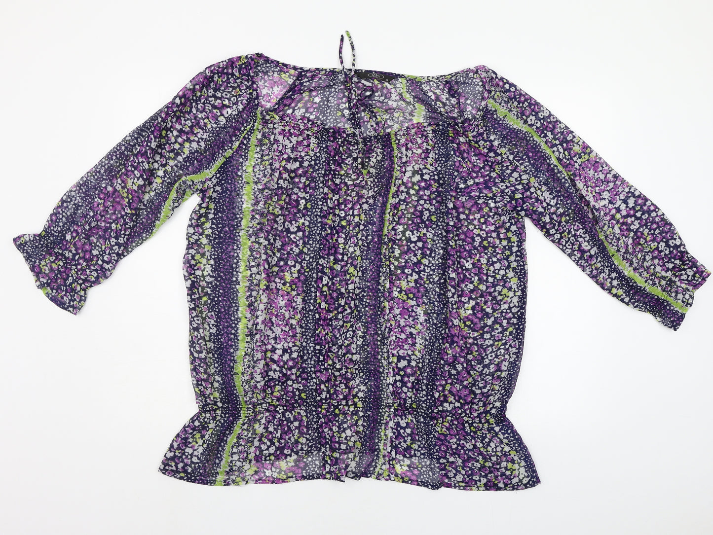 BM Womens Purple Floral  Basic Blouse Size 16