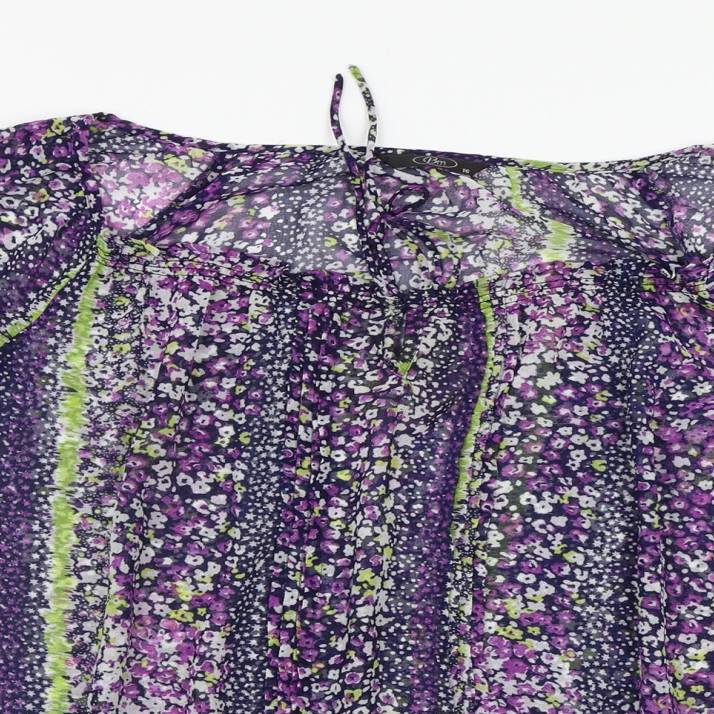 BM Womens Purple Floral  Basic Blouse Size 16