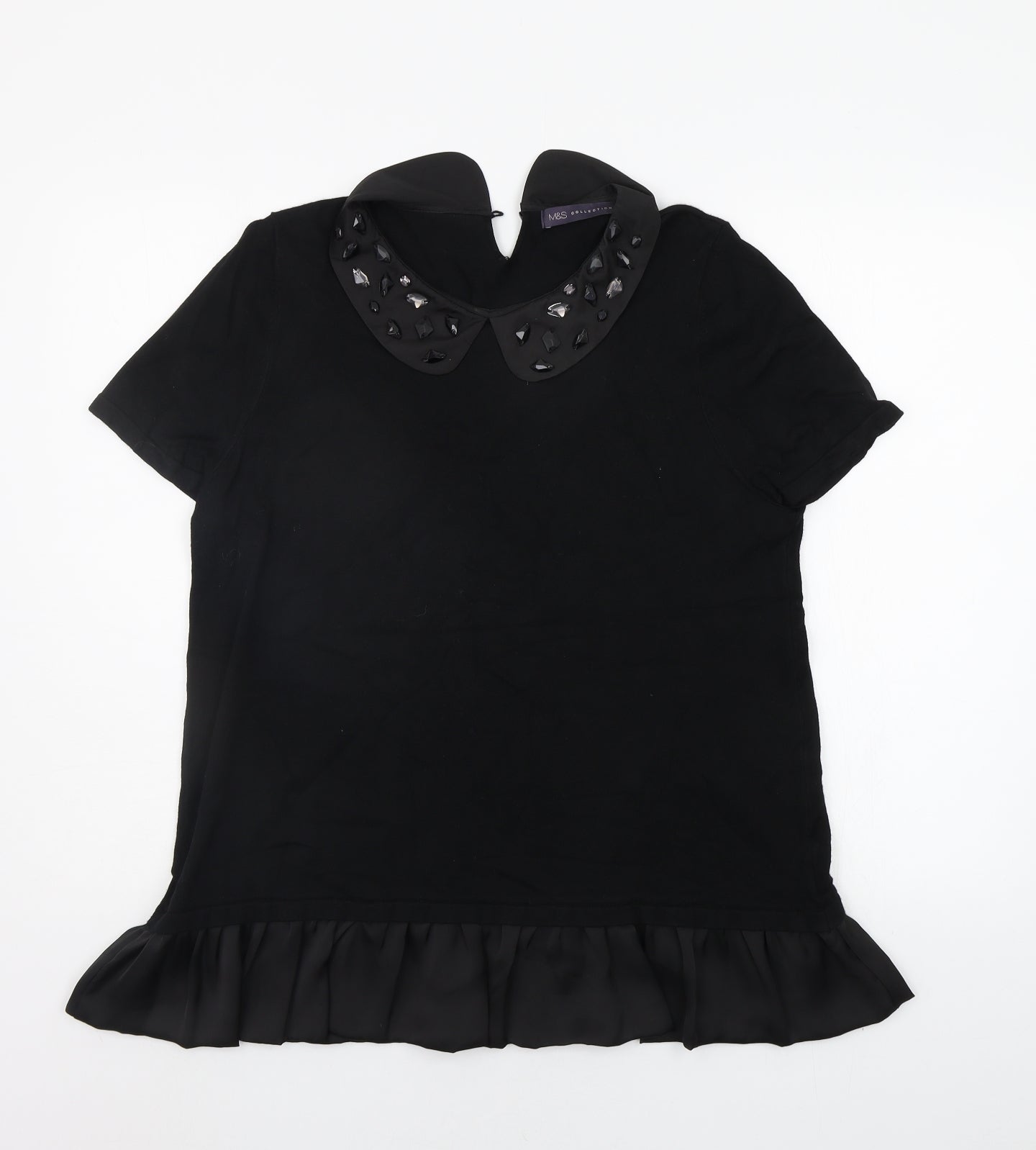 Marks and Spencer Womens Black   Basic Blouse Size 16  - jewl detail