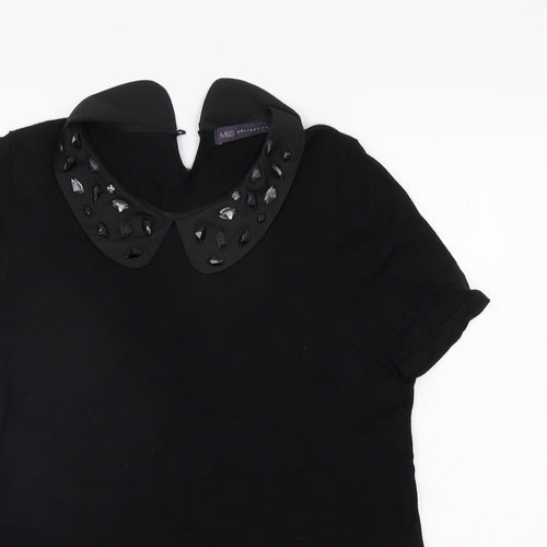 Marks and Spencer Womens Black   Basic Blouse Size 16  - jewl detail